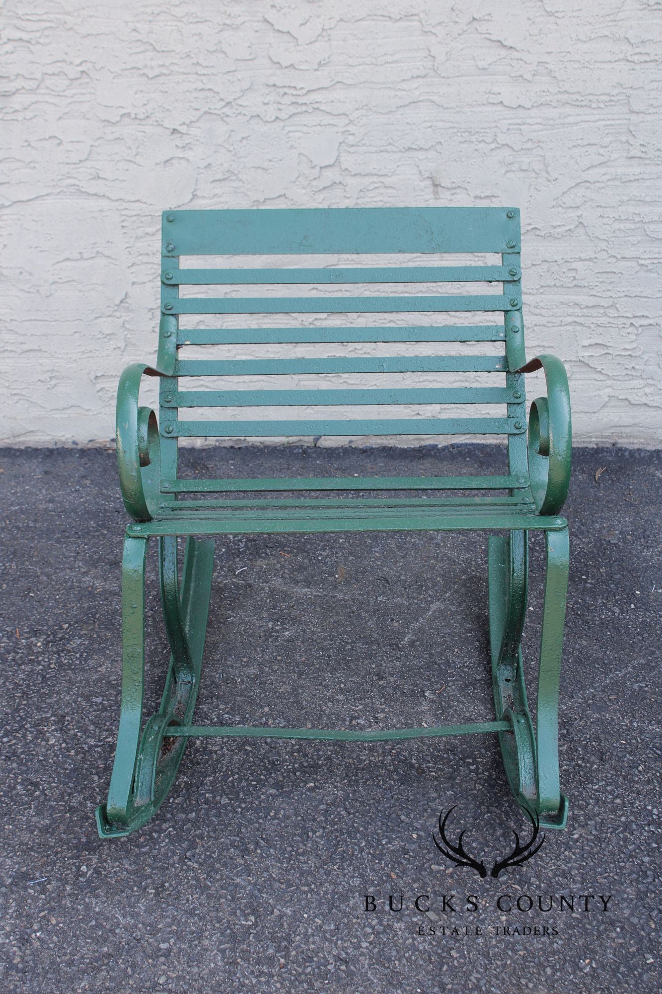 Antique Wrought Iron Outdoor Garden Rocking Chair
