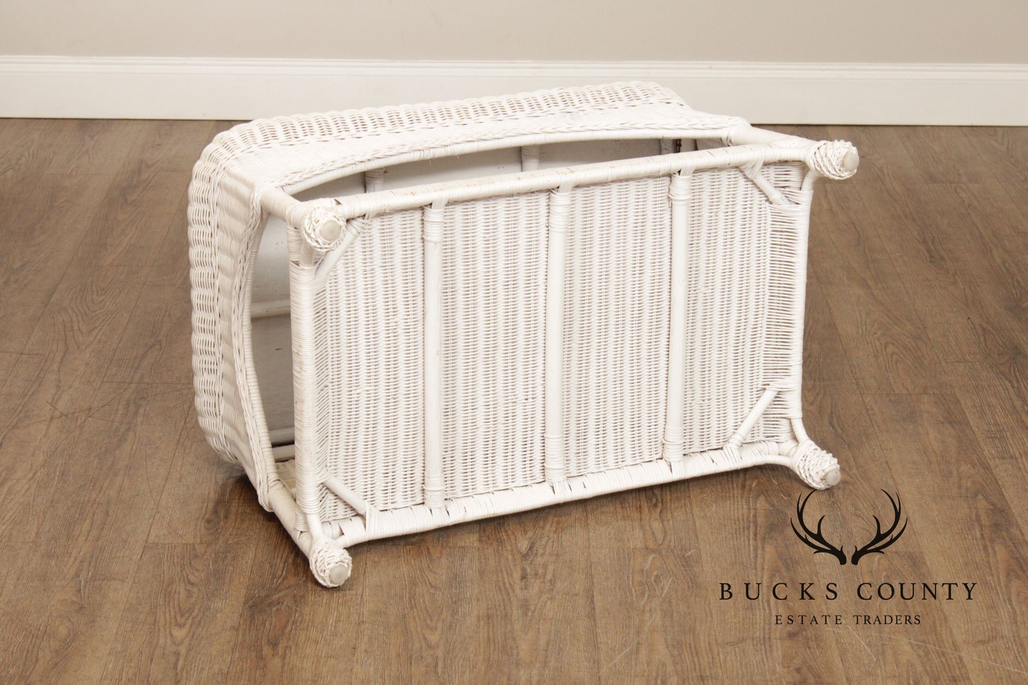 White Wicker Glass Top Coffee Table