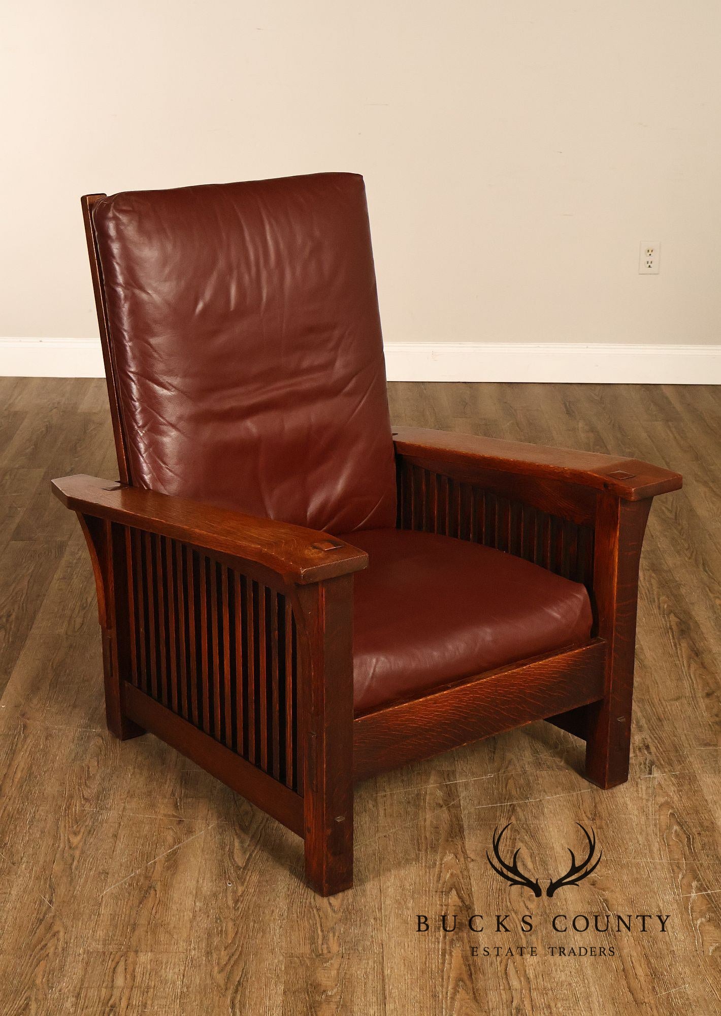 Antique Gustav Stickley No. 369 Mission Oak Reclining Morris Chair