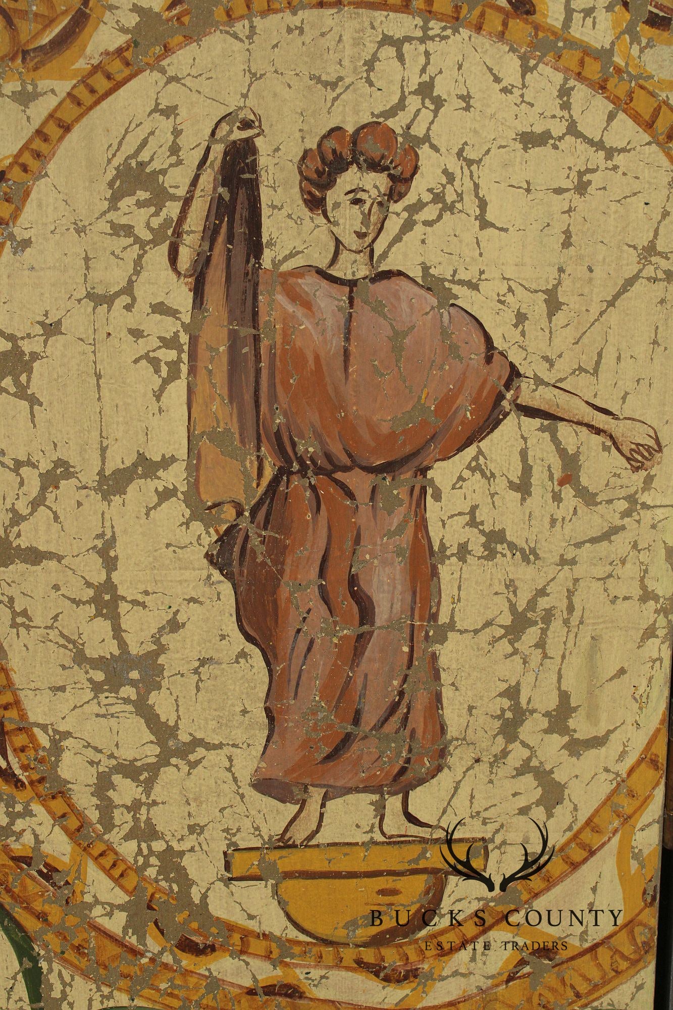 Italian Neoclassical Style Painted Four-Panel Folding Screen