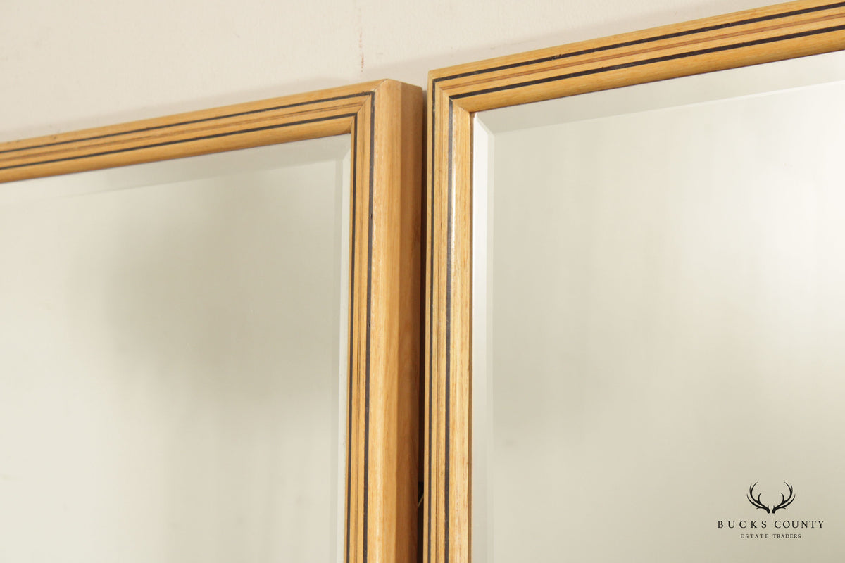 Henredon Scene Two Pair Inlaid Beveled Wall Mirrors