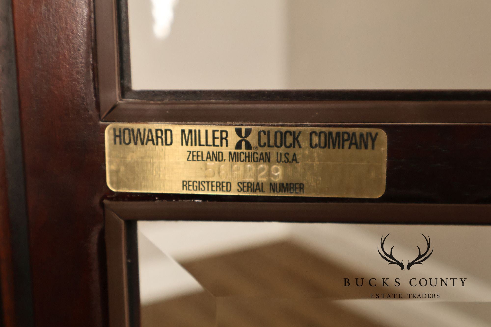 Howard Miller Mahogany Grandfather Clock With Brass Dial And Weights