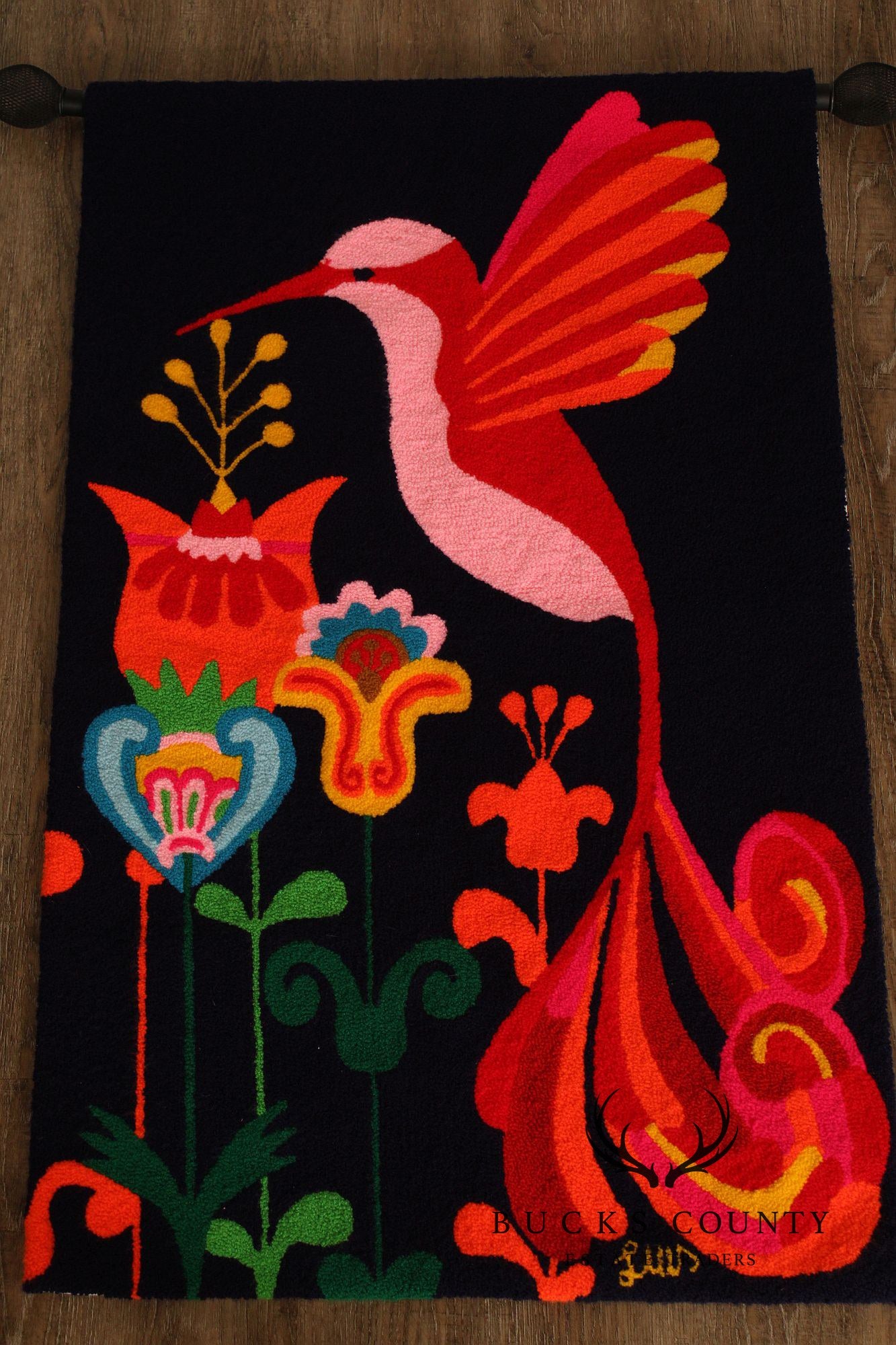 Luis Montiel Folk Art Hummingbird Tapestry
