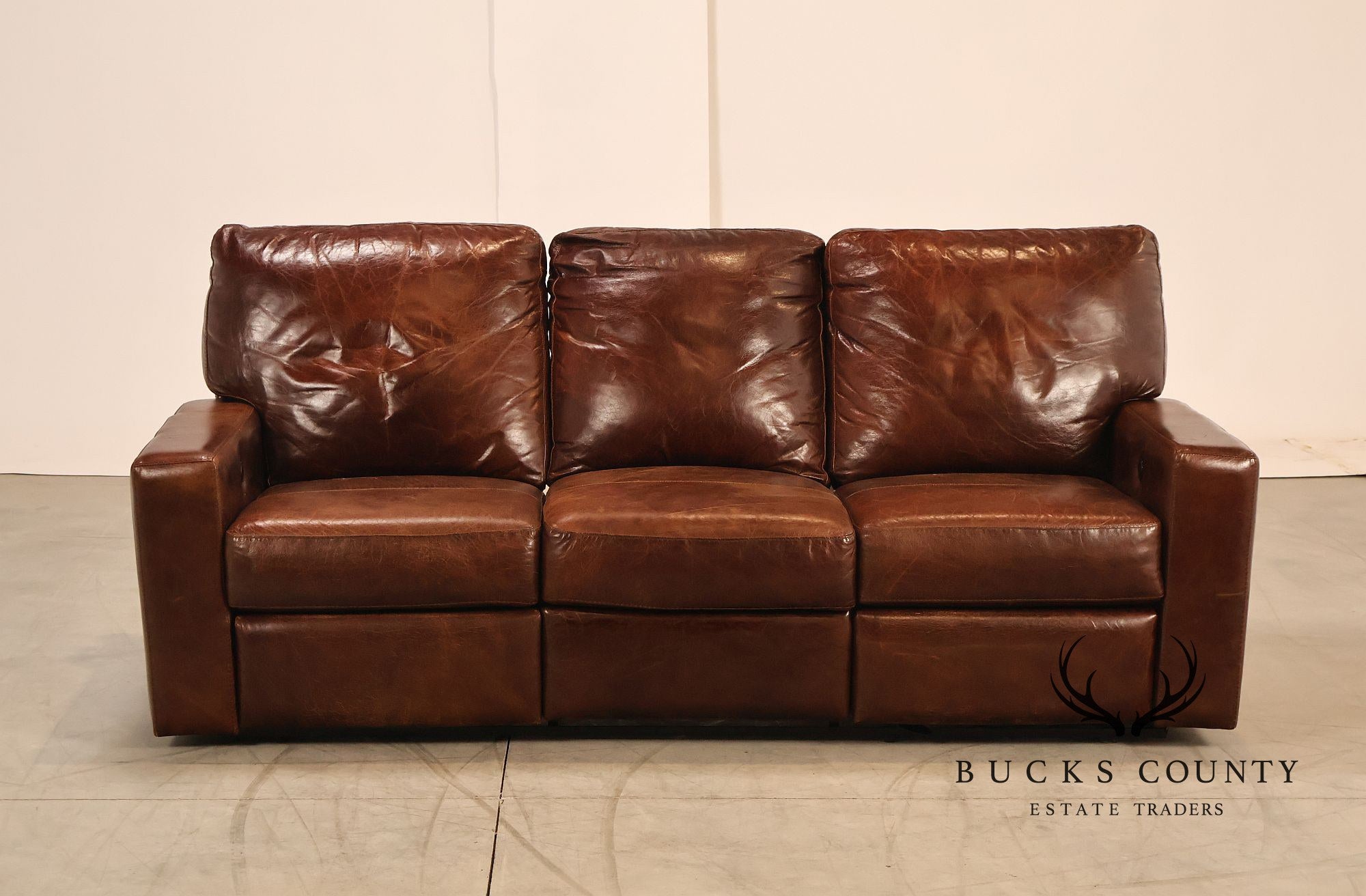 Soft Line Pair of 'Energia' Leather Power Reclining Sofas