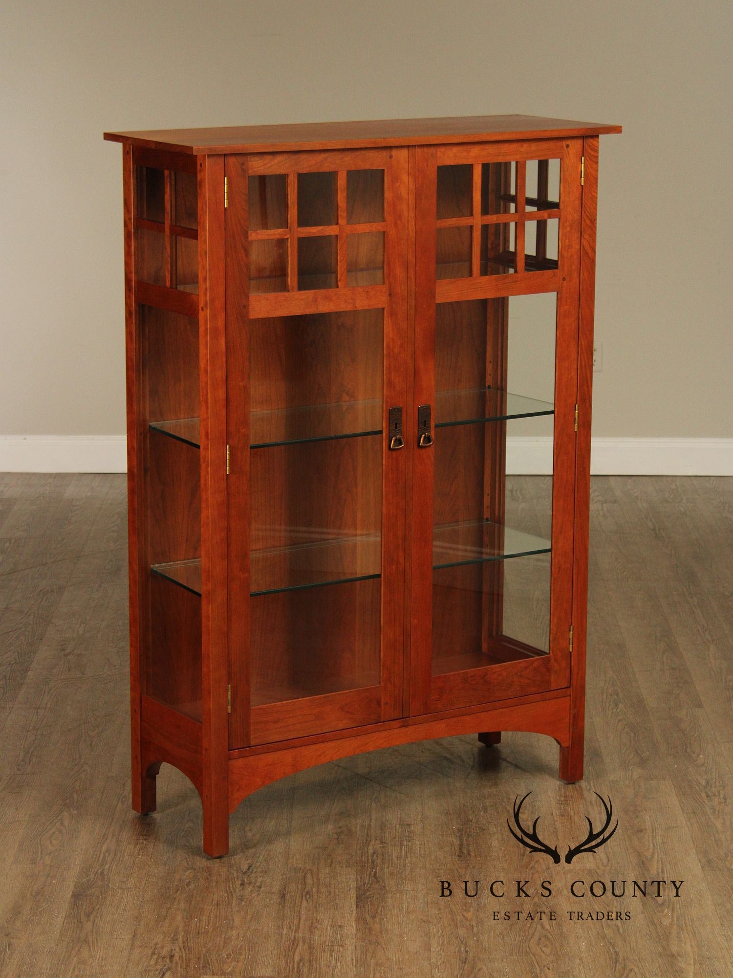 Stickley Mission Collection Cherry Two Door Display Cabinet