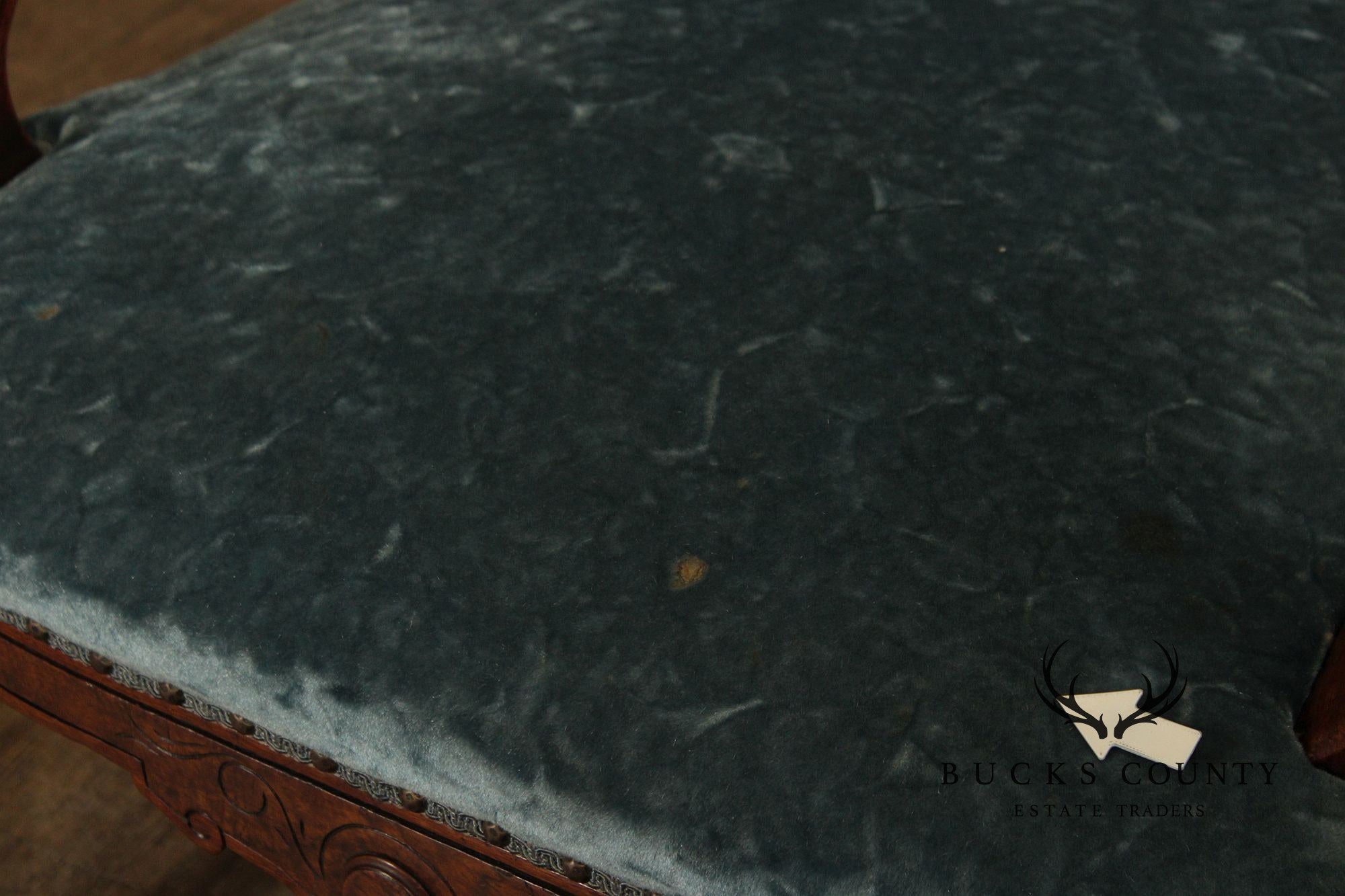 Antique Renaissance Revival Figural Carved Walnut Armchair