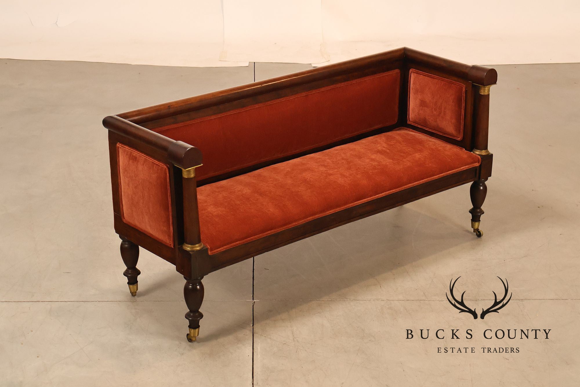 Antique American Classical Period Pair Of Ormolu Mounted Box Sofas