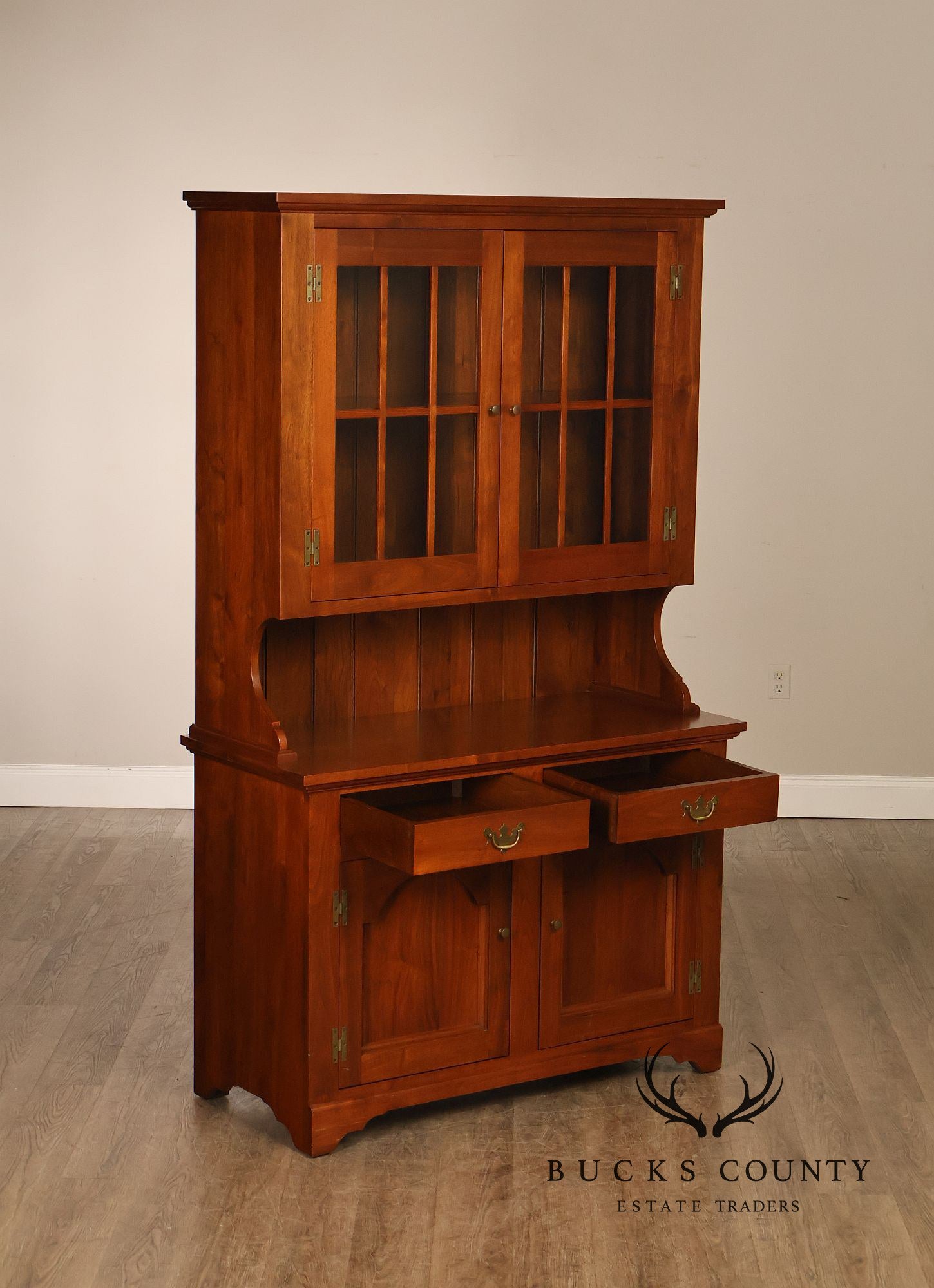 E.A. Clore Bench Made Solid Walnut Step Back Hutch