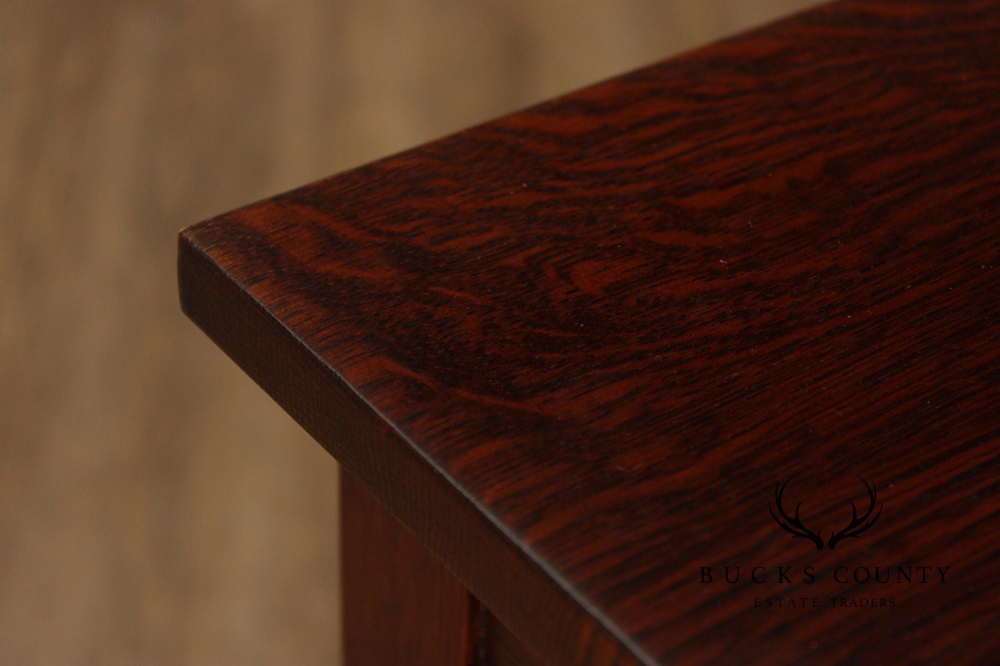 Stickley Mission Collection Oak Two Drawer Console Table With Shelves