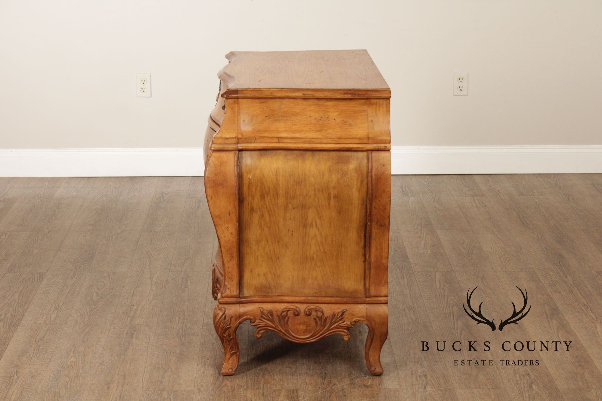 Italian Rococo Style Walnut Bombe Chest