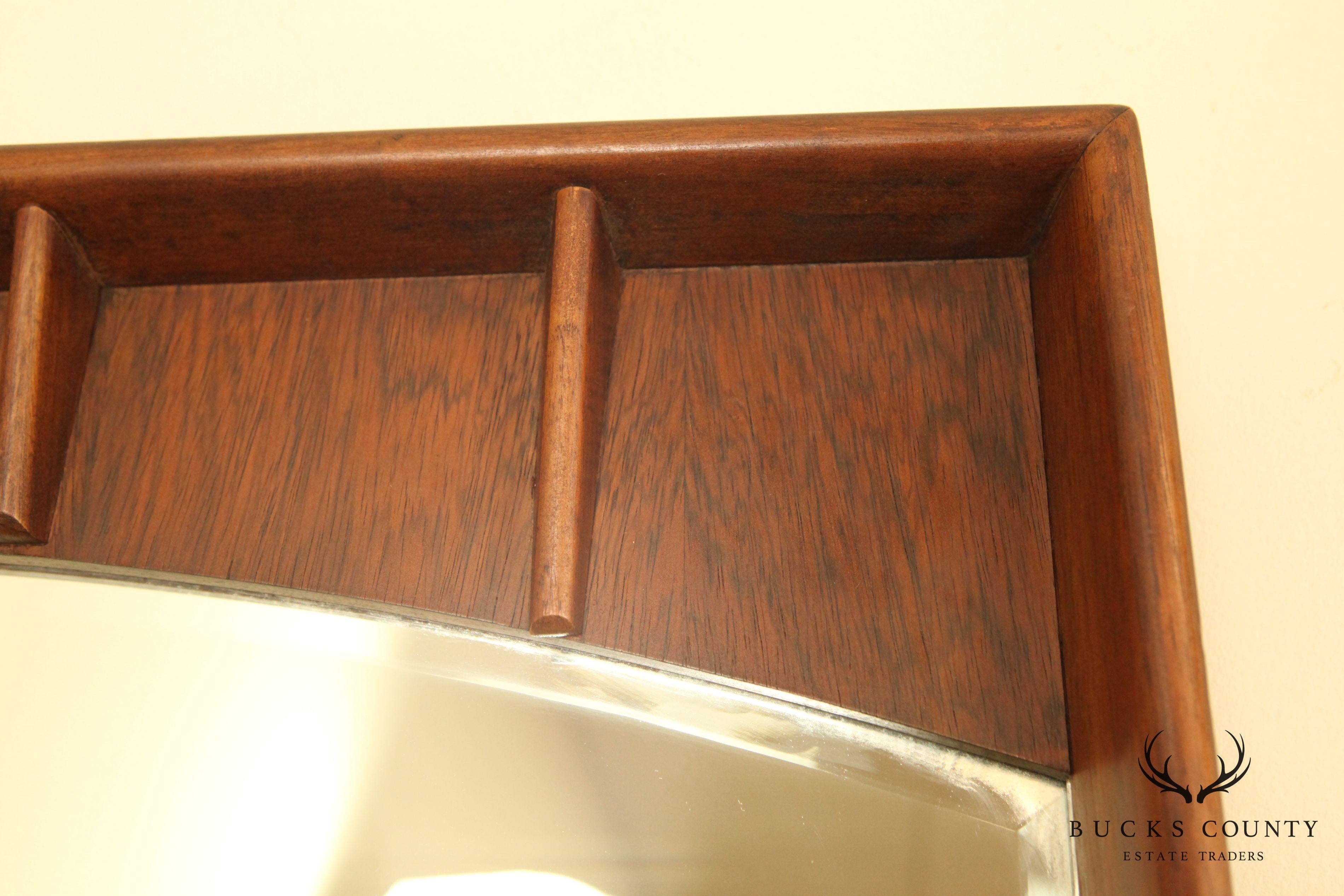 Mid Century Modern Walnut & Rosewood Frame Mirror