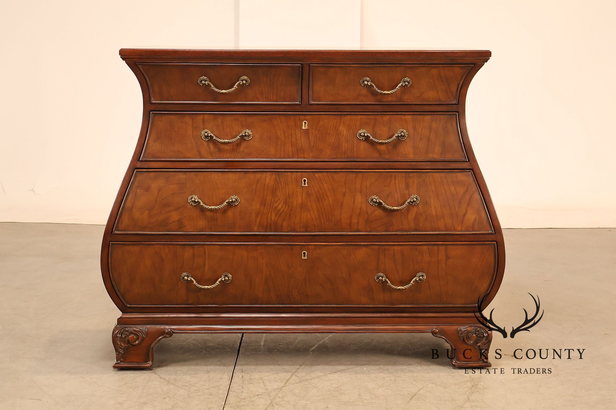 Ethan Allen Townhouse Collection Burlwood Bombe Chest