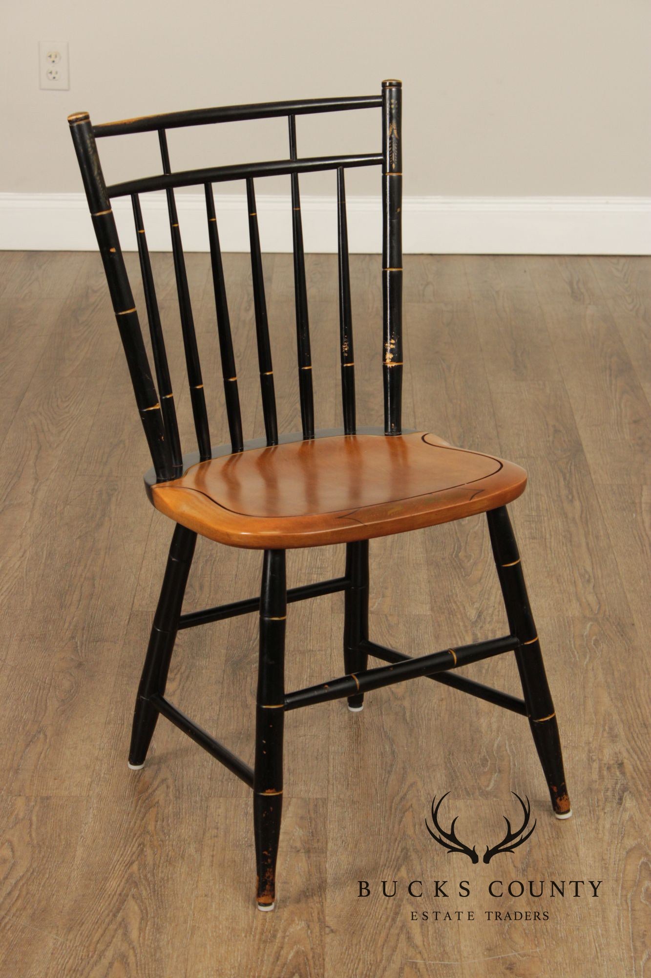 L. Hitchcock Set of Four Ebonized Birdcage Chairs