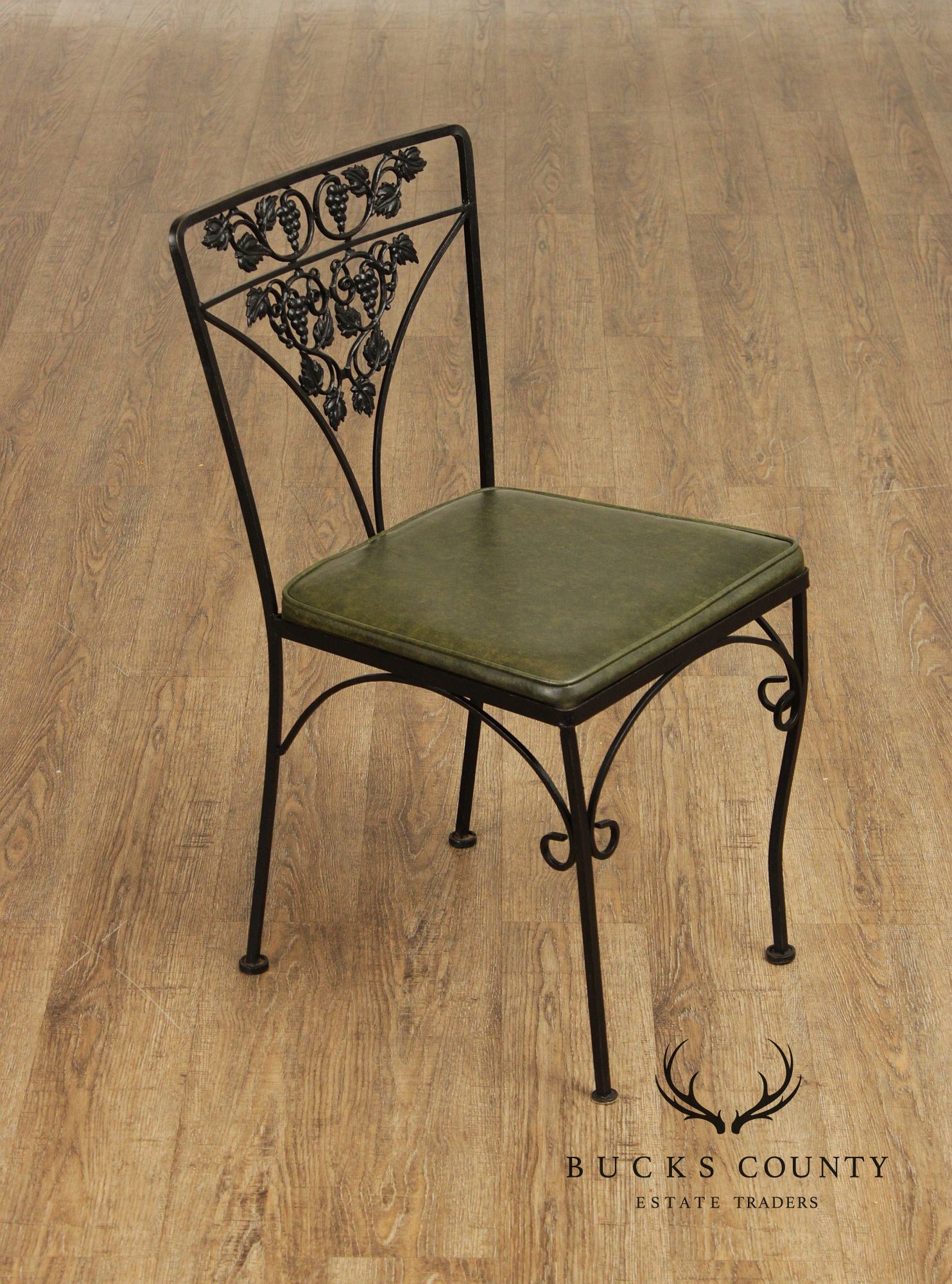 Woodard Set of Four Iron Grapevine Dining Chairs