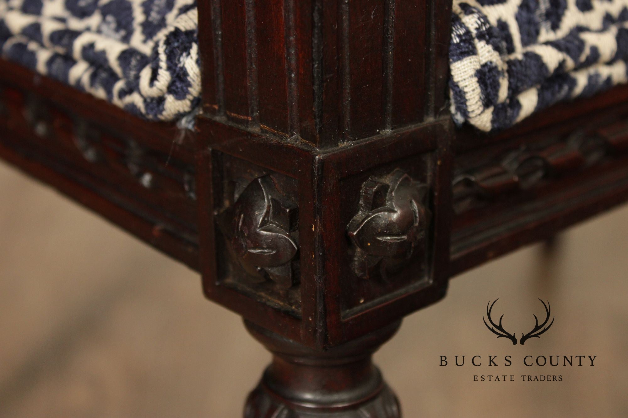 French Louis XVI Style Mahogany Vanity Bench