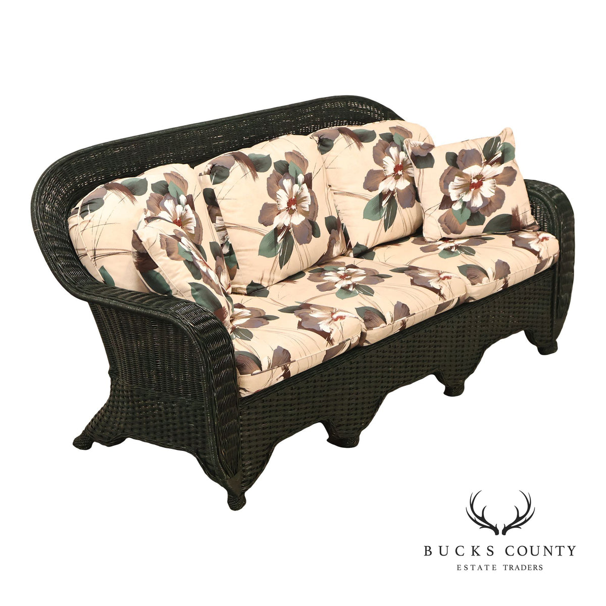 Henry Link Wicker Floral Upholstered Sofa