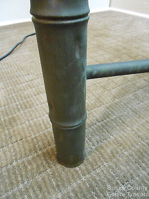 Vintage MidCentury Hollywood Regency Faux Bamboo Brass Based Glass Top End Table