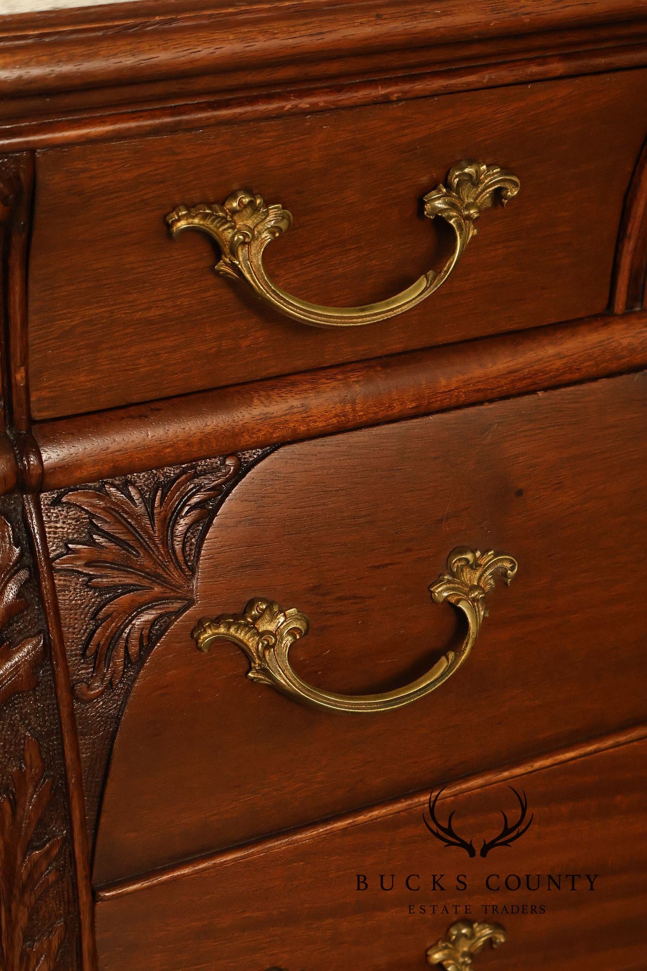 Antique R. J. Horner Carved Mahogany High Chest Of Drawers With Mirror