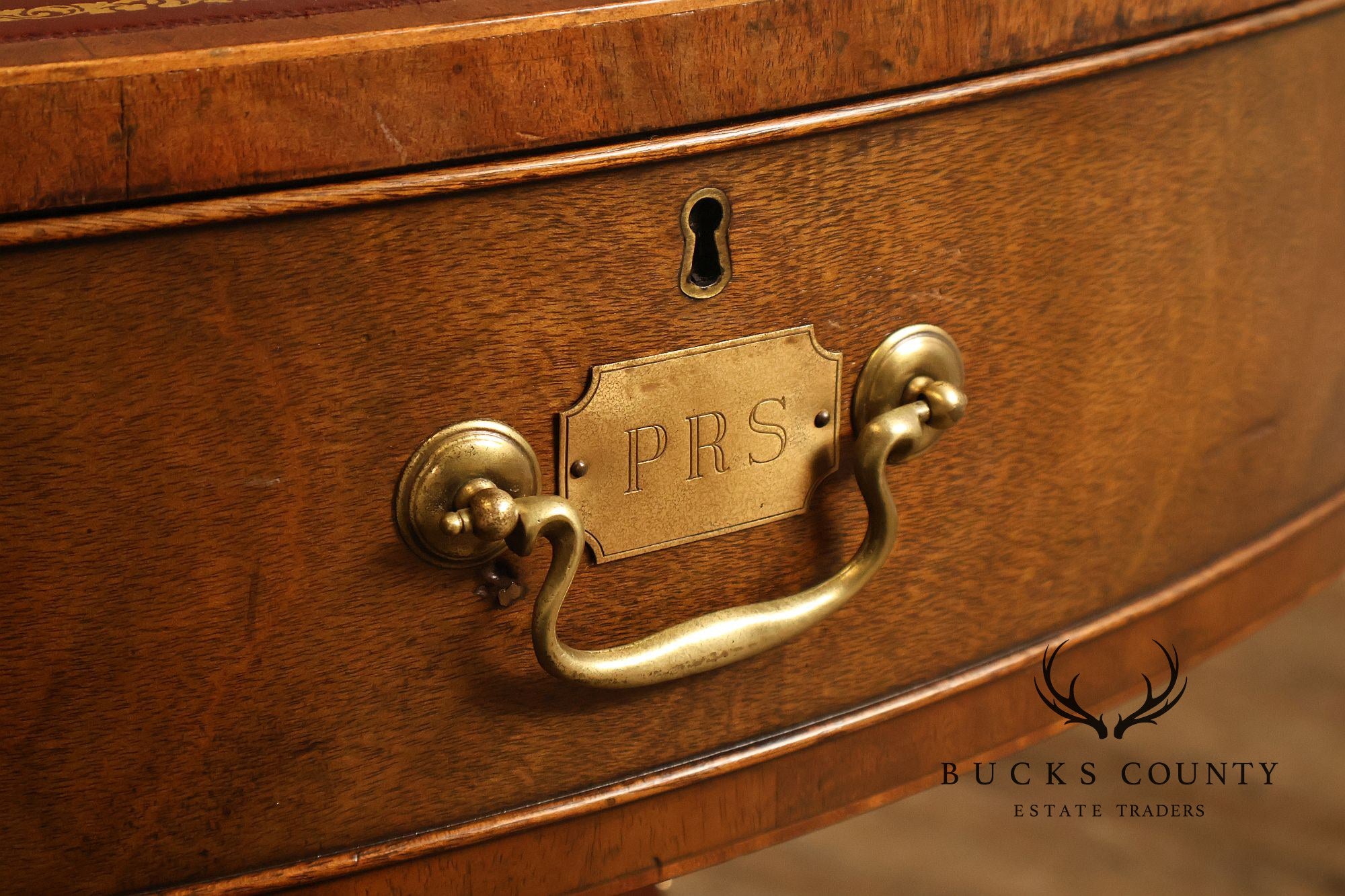Kittinger Leather Top Round Rent Table With Drawers T295