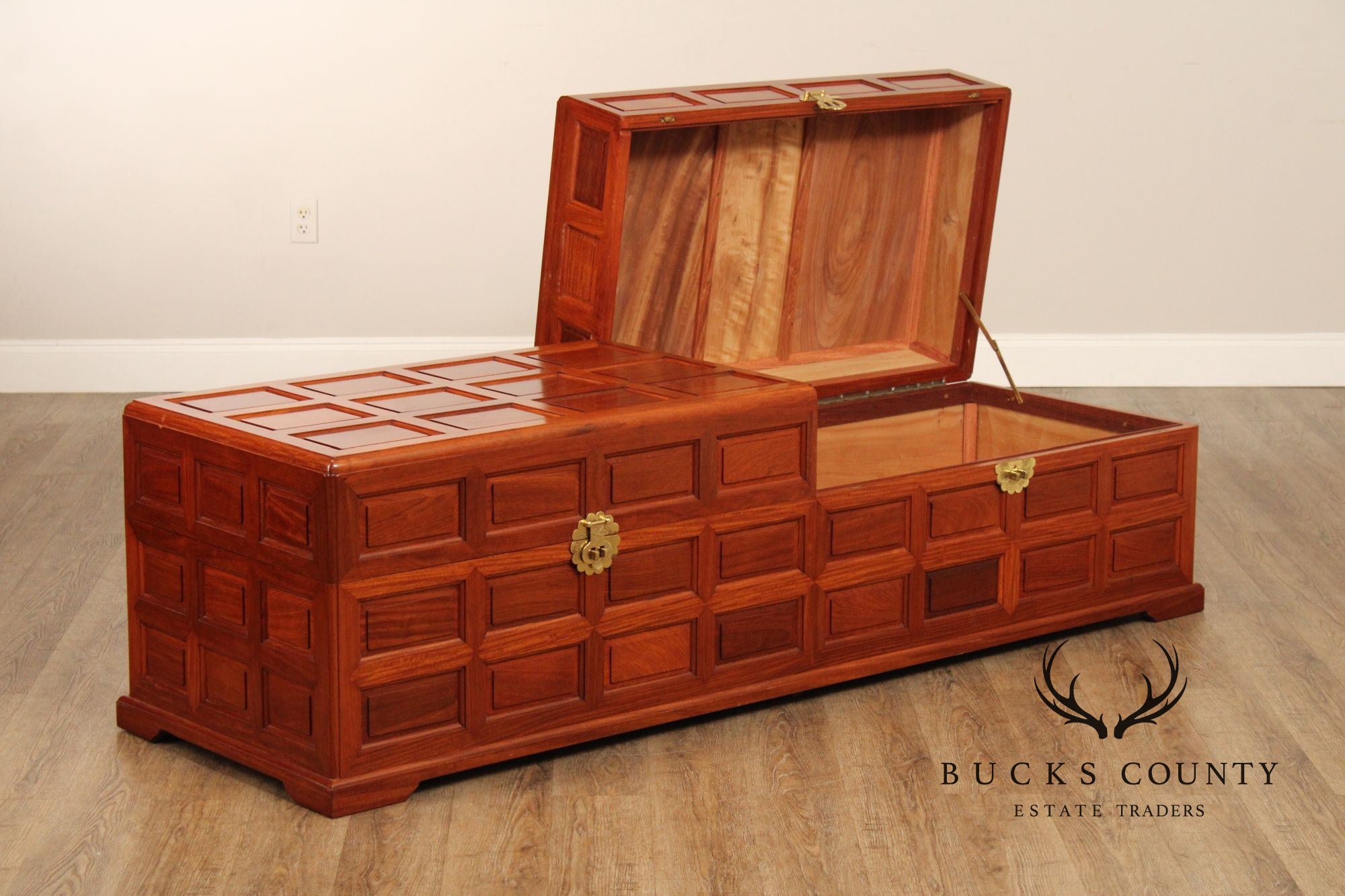 Chinese Rosewood Long Paneled Blanket Chest