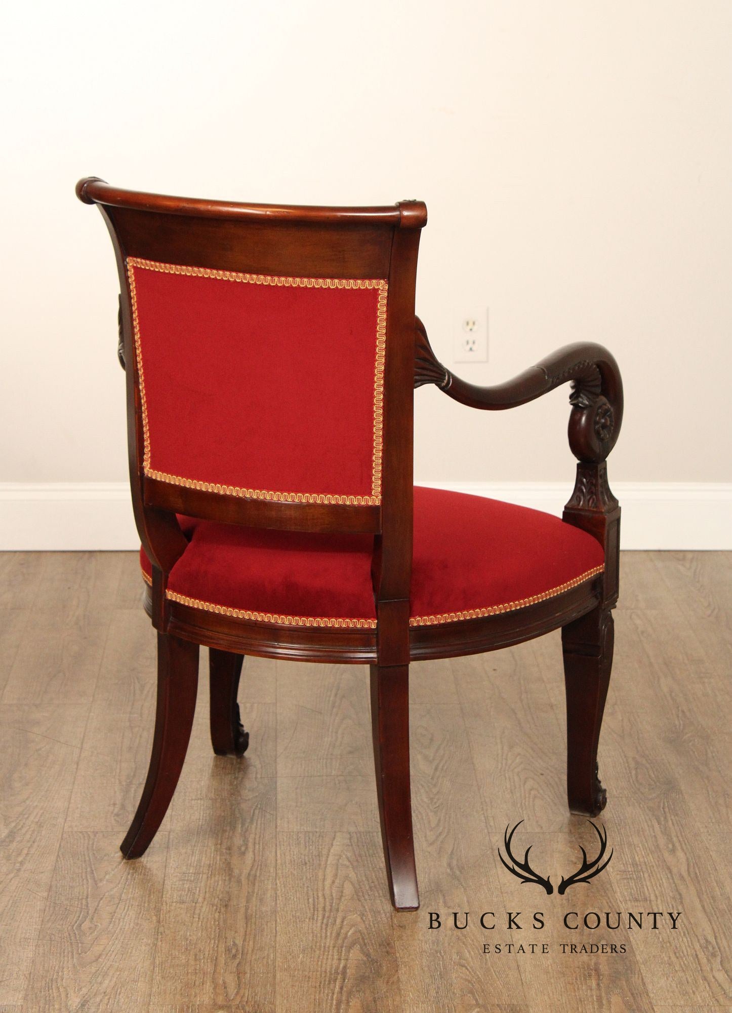 French Empire Style Pair of Mahogany Armchairs