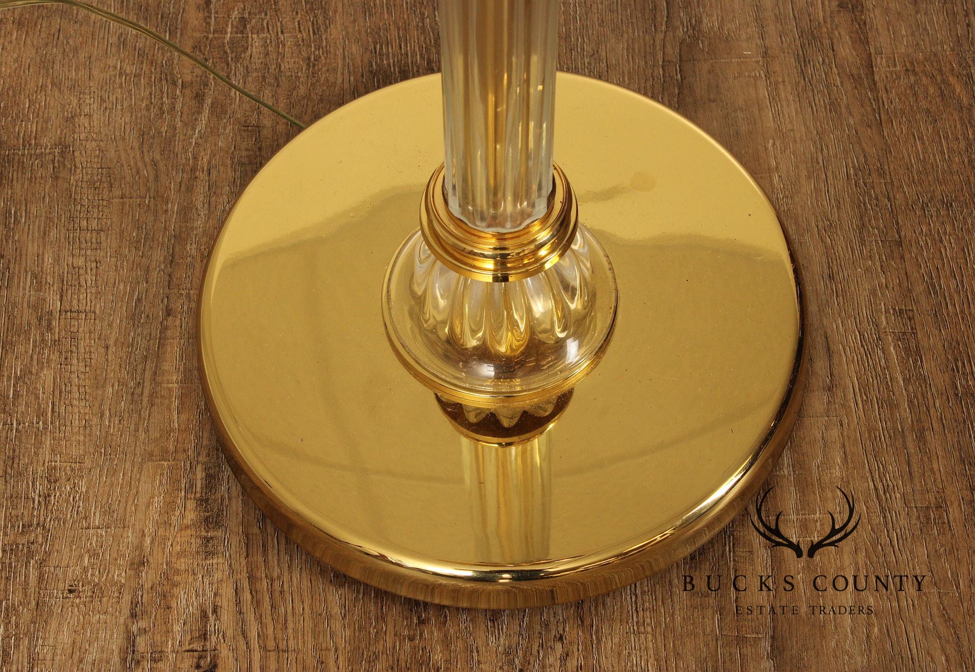 Hollywood Regency Style Pair of Glass and Brass Floor Lamps