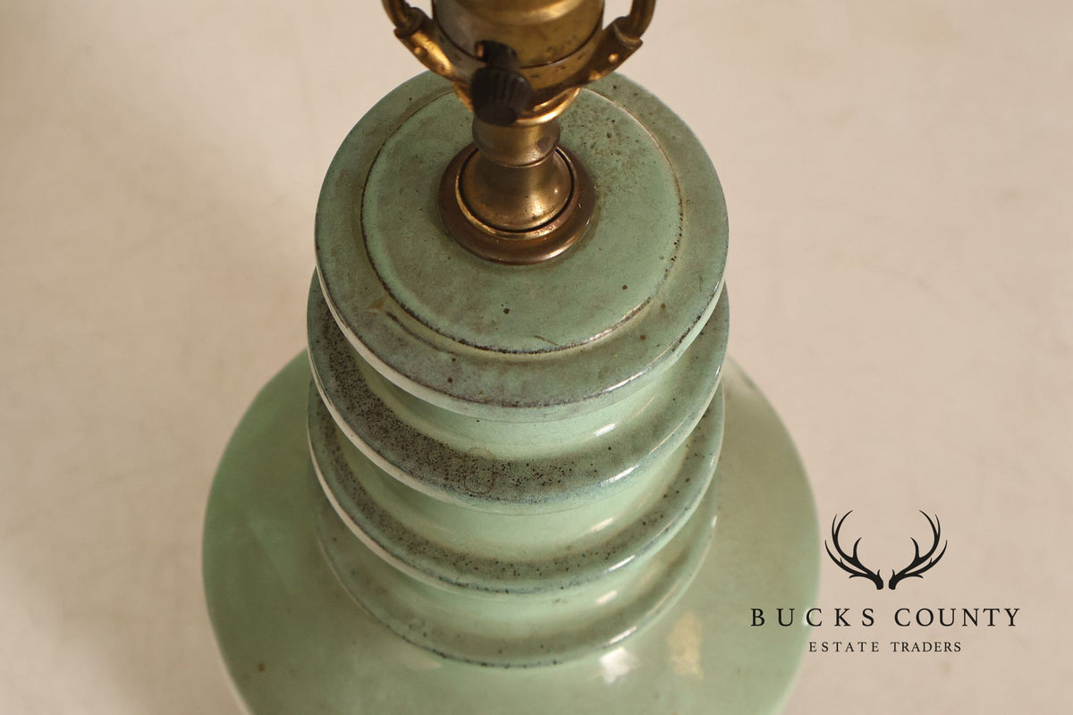 Asian Style Pair of Celadon Table Lamps