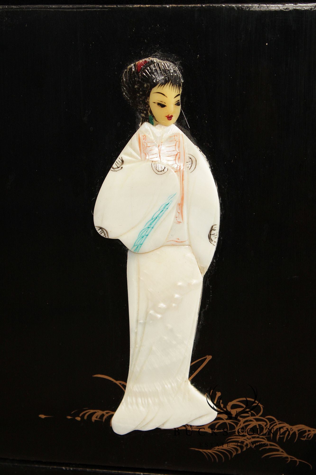 Chinoiserie Decorated Black Lacquer Jewelry Chest