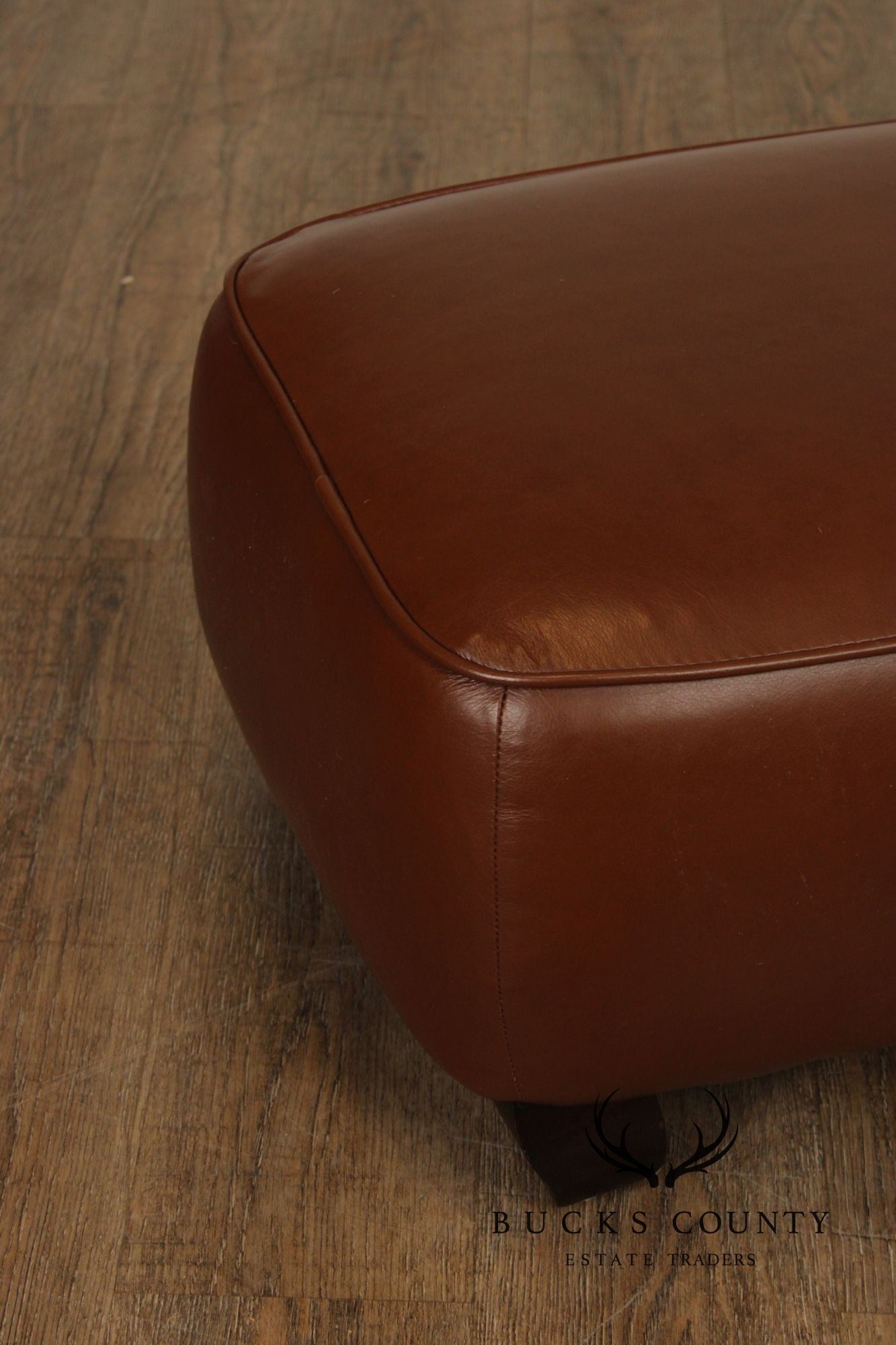 Precedent Traditional Pair of Leather Ottomans