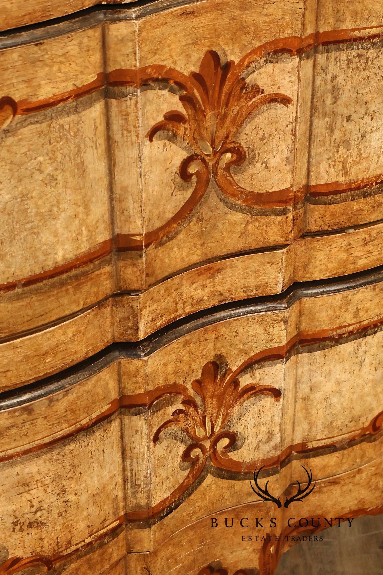 Rococo Style Painted Bombe Chest Of Drawers
