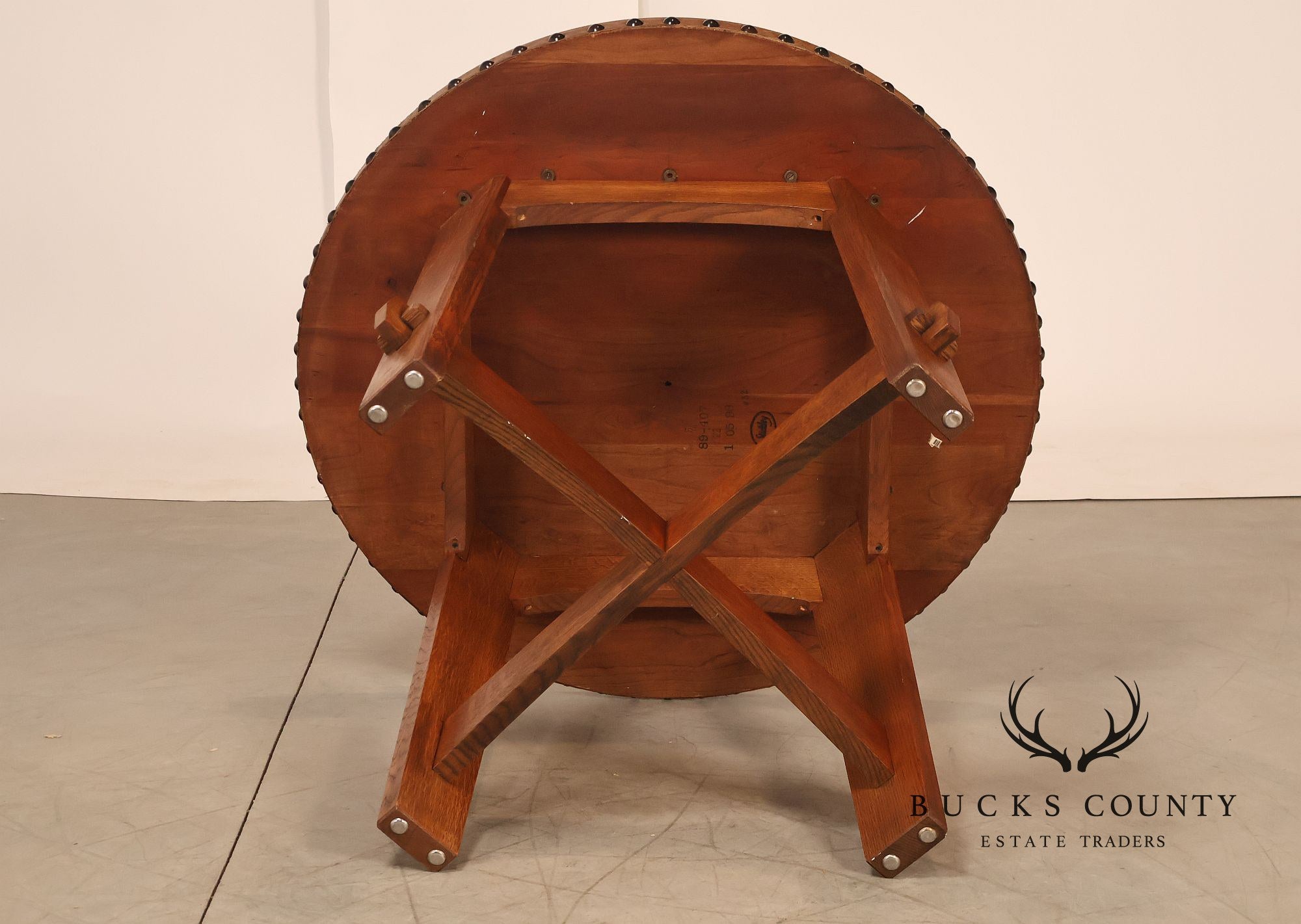 Stickley Commemorative Leather-Top Round Oak Library Table