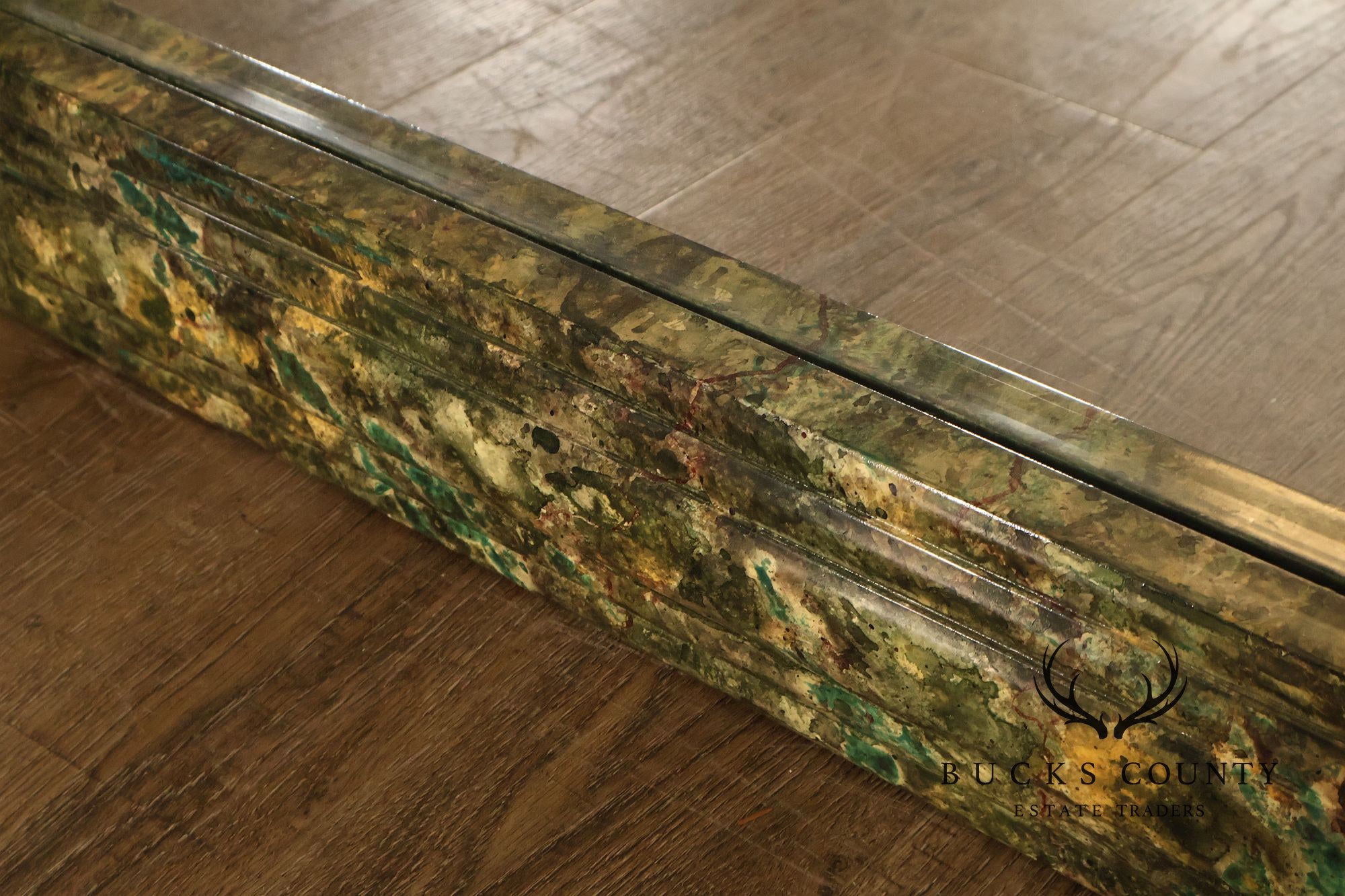 Faux Marble Geometric Framed Wall Mirror 47' x 36"