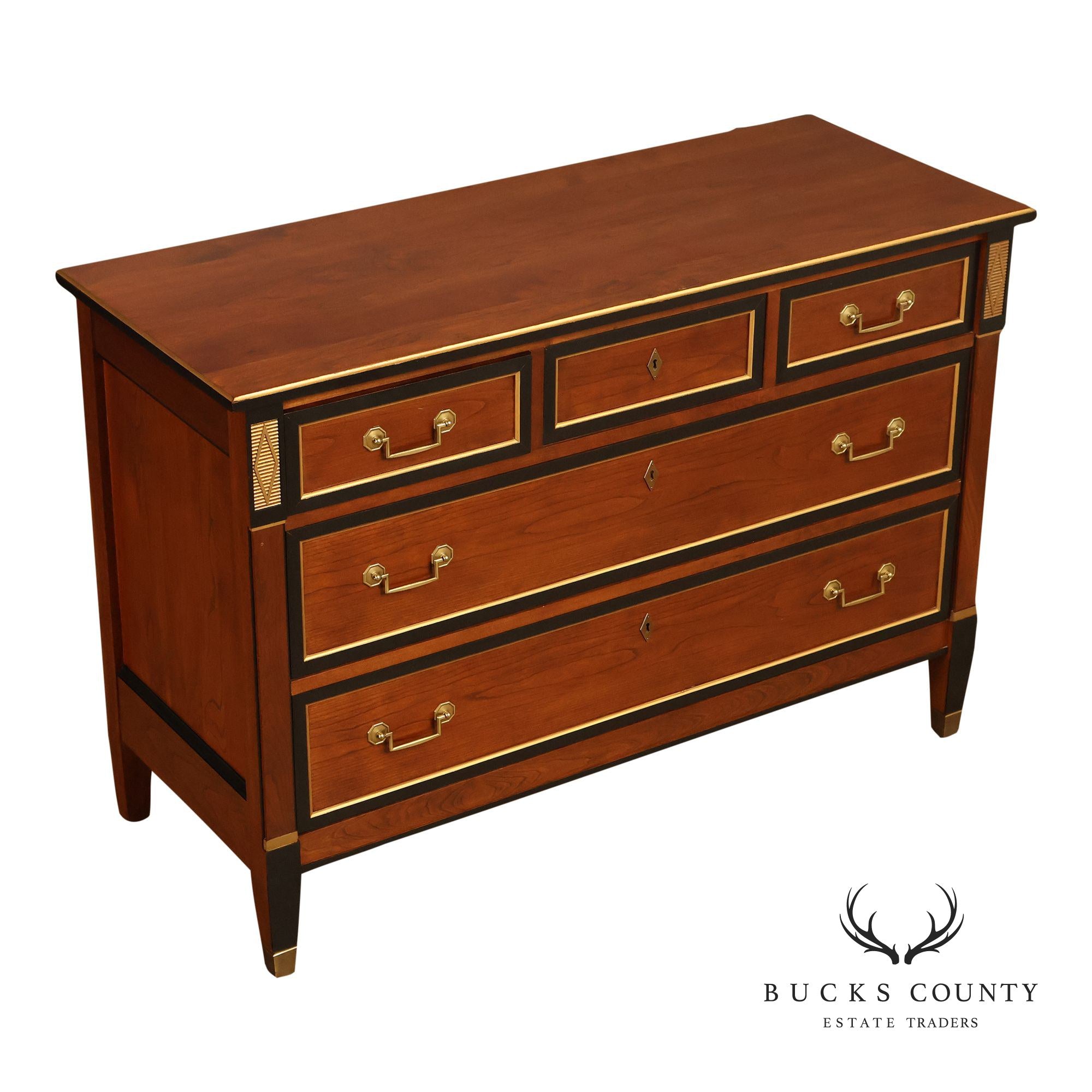 Stickley Directore Style Cherry And Ebonized Chest Of Drawers