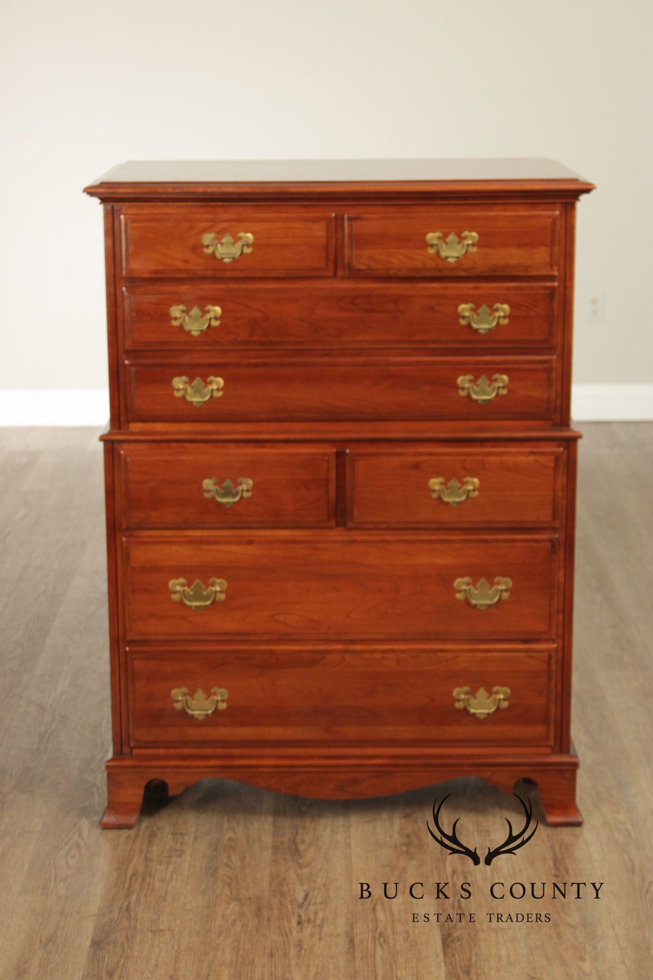 Kling Chippendale Style Cherry Chest on Chest