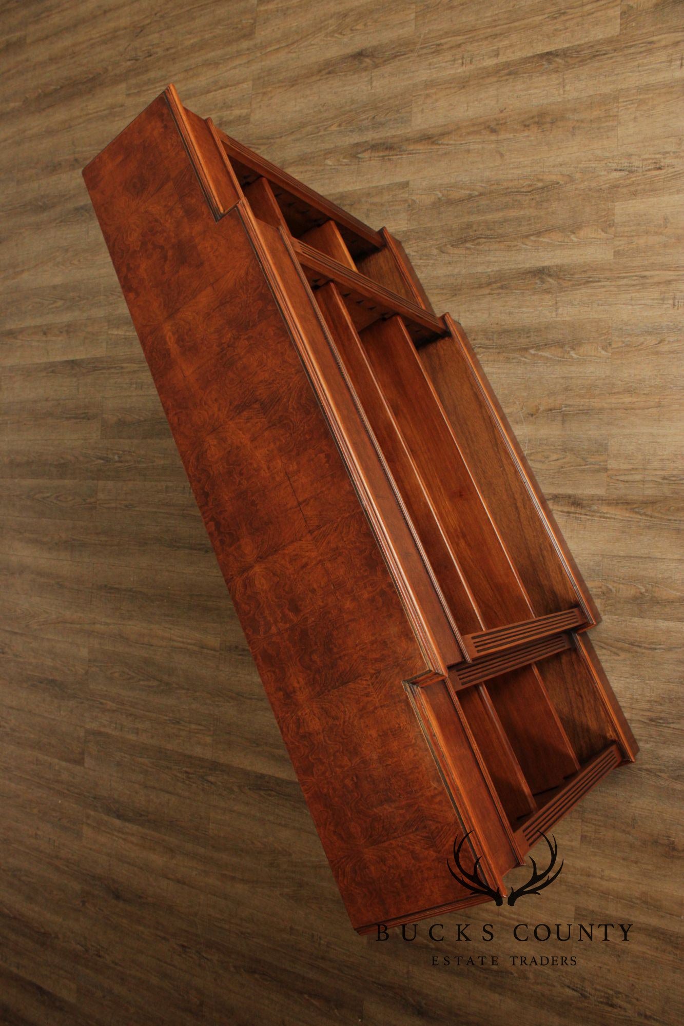 Quality Pair Of English Walnut Open Bookcases