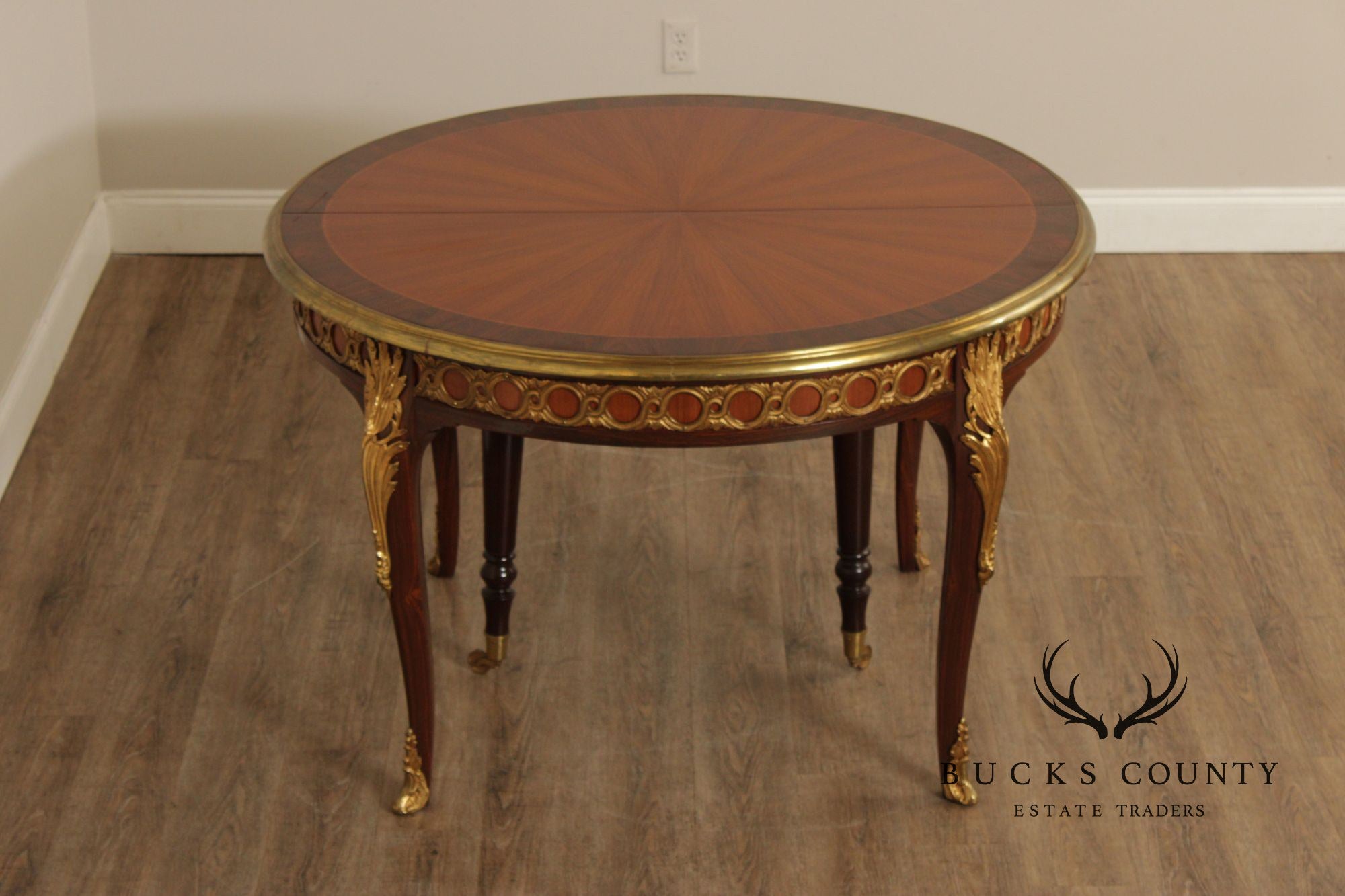 French Louis XV Style Ormolu Mounted Round Expandable Dining Table