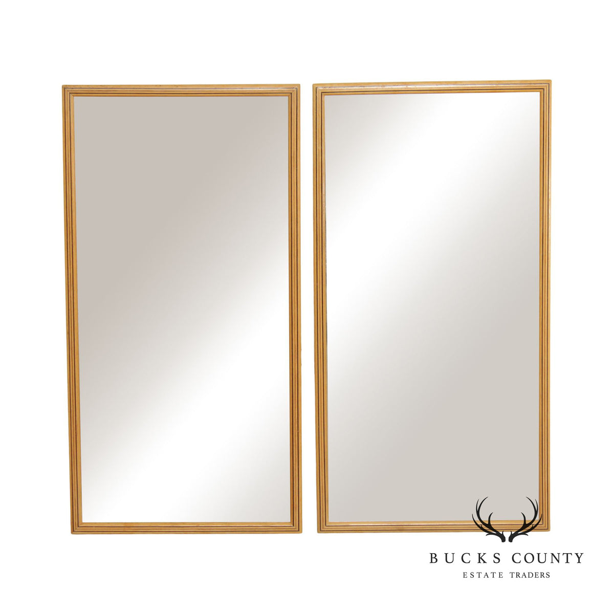 Henredon Scene Two Pair Inlaid Beveled Wall Mirrors
