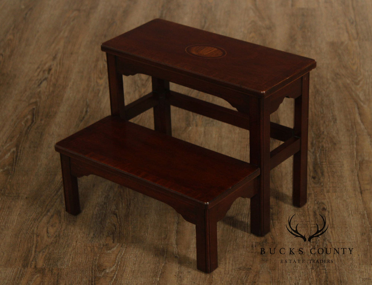 Councill Craftsmen Chippendale Style Inlaid Mahogany Bed Steps