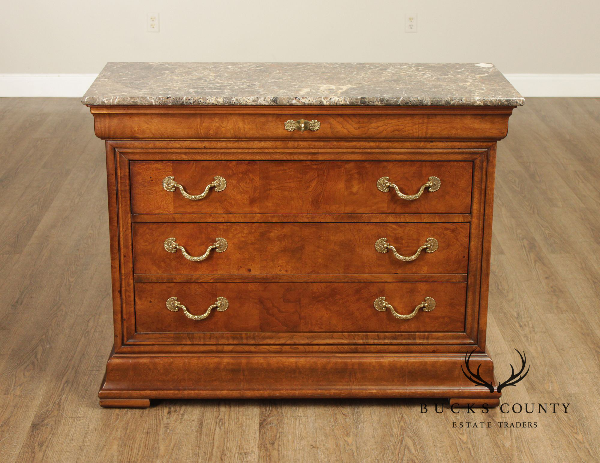 Henredon 'Charles X' Pair of Marble Top Chests