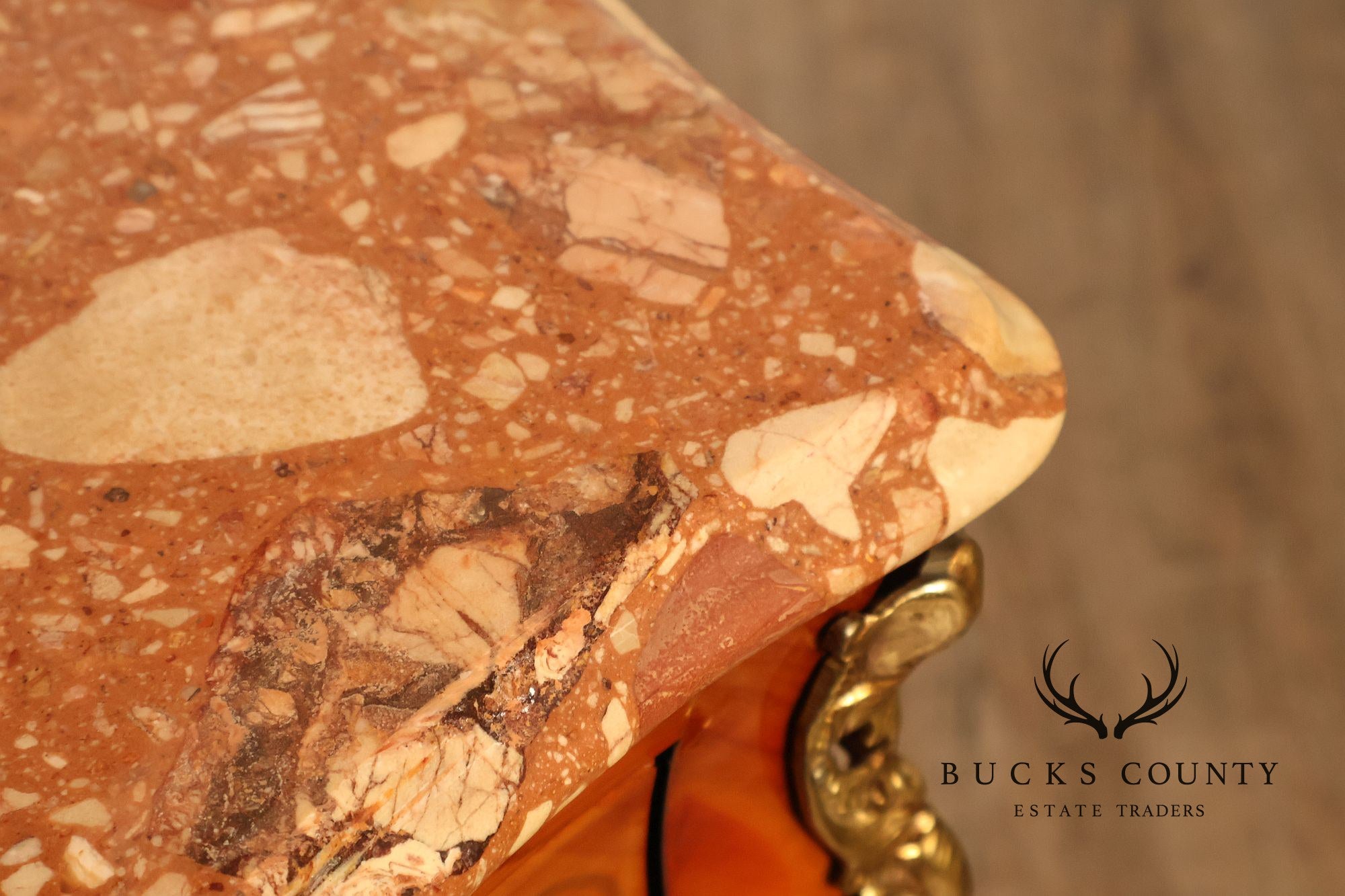 Italian Louis XV Style Marquetry Inlaid Marble Top Bombe Chest Commode