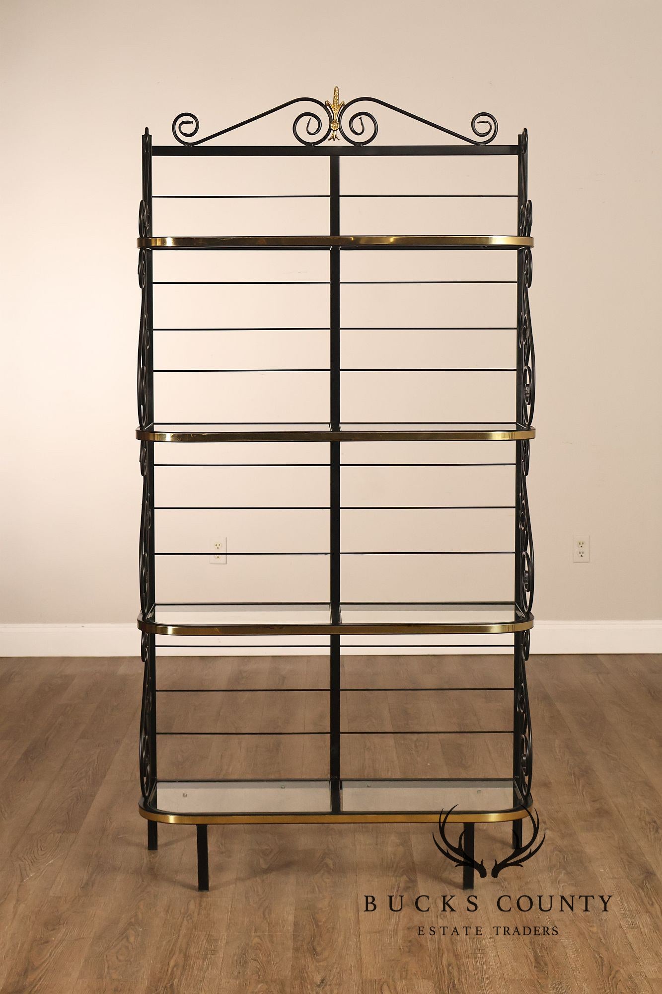 Morecraft French Country Style Wrought Iron And Glass Étagère