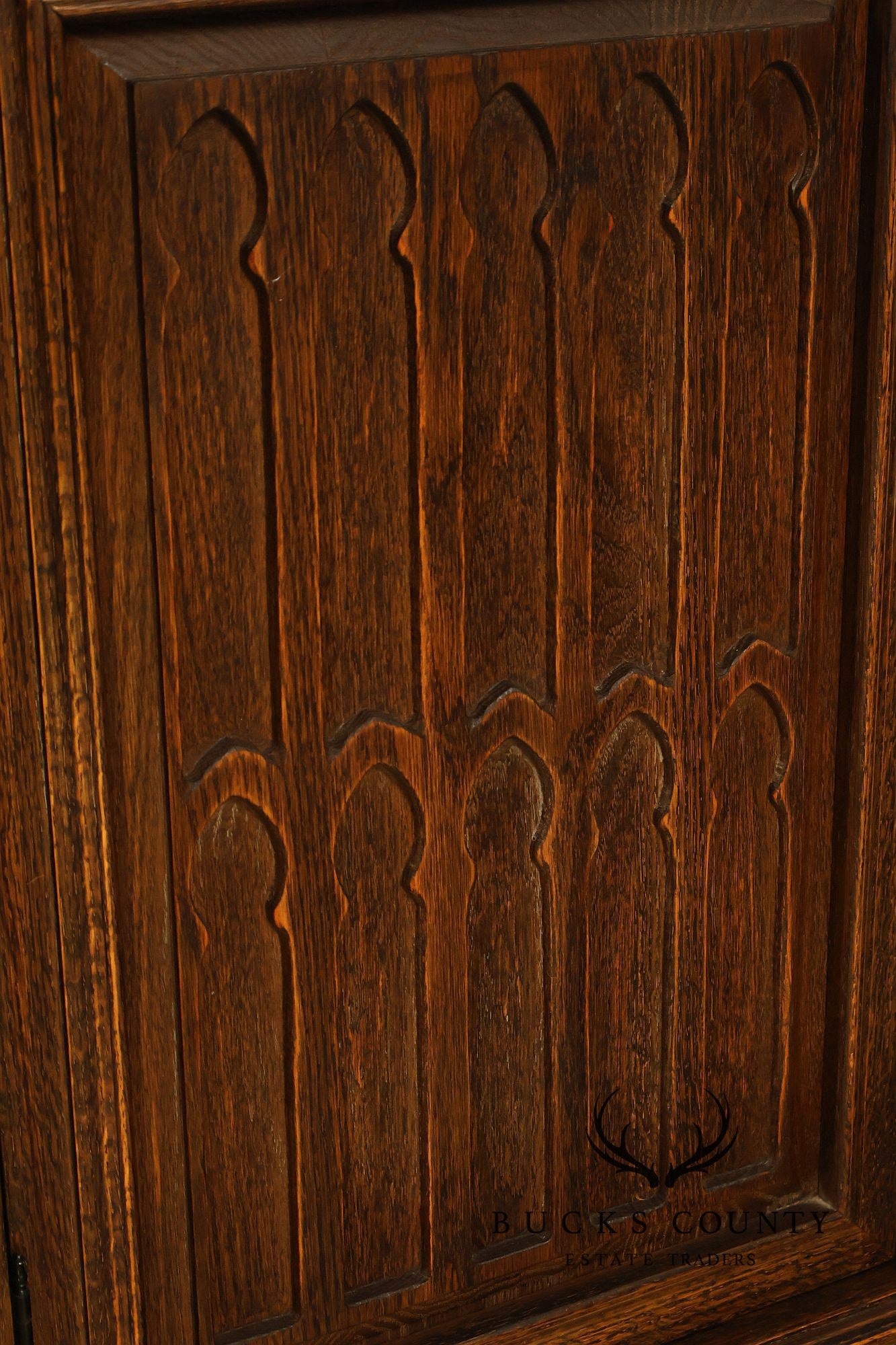 Jamestown Lounge Co. Gothic Revival Vintage Oak Drop-Leaf Server