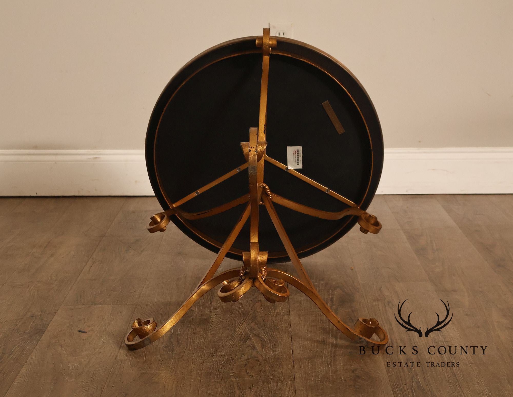 Theodore Alexander Decorative Swirl Accent Table with Metal Scroll Base