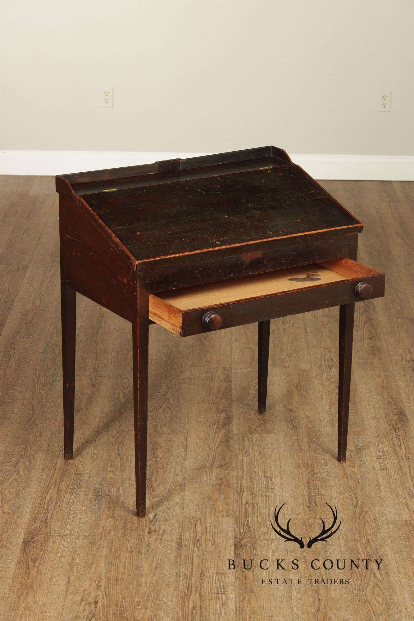 Antique Country Sheraton Slant Front Clerk’s Desk
