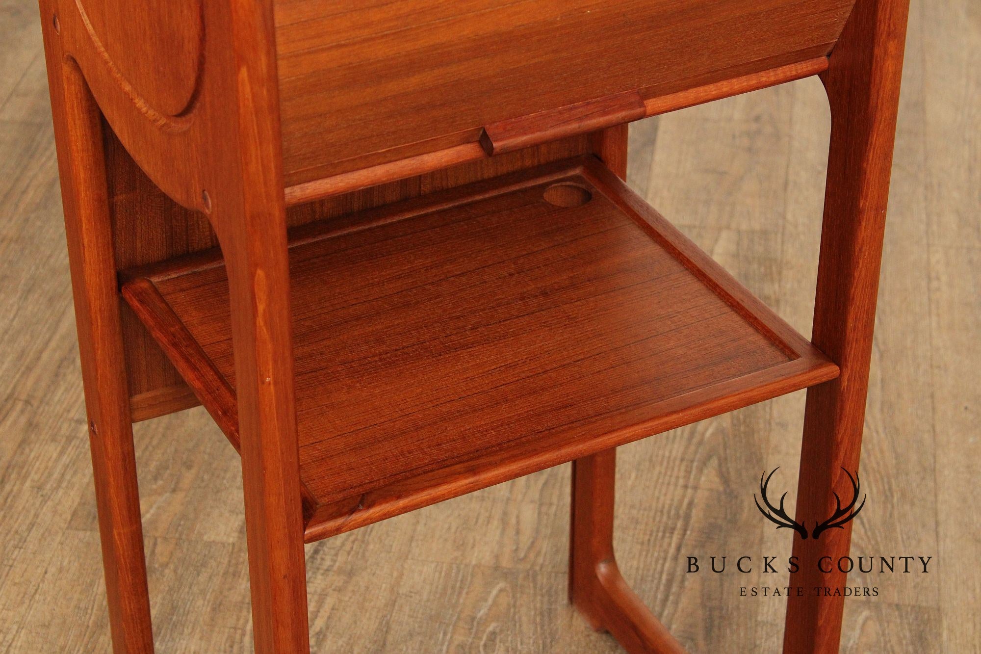 Danish Modern Teak Roll Top Telephone Stand