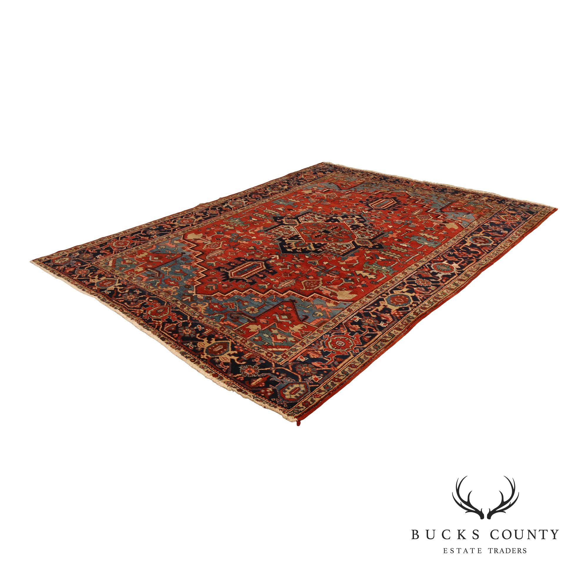 Vintage Heriz Hand Tied Persian Rug 90'" X 123"