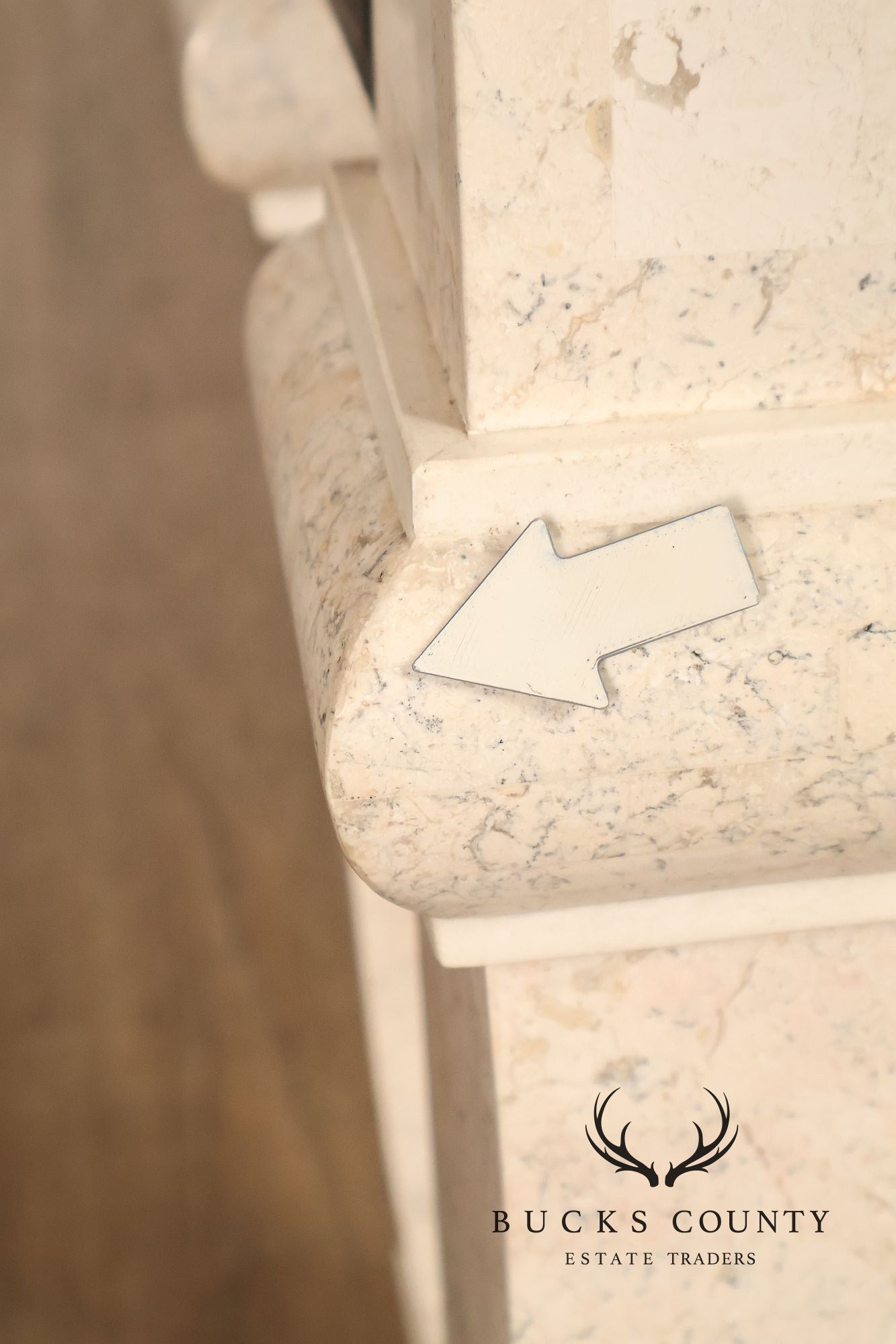 Neoclassical Style Travertine Console Table With Metal Stretcher