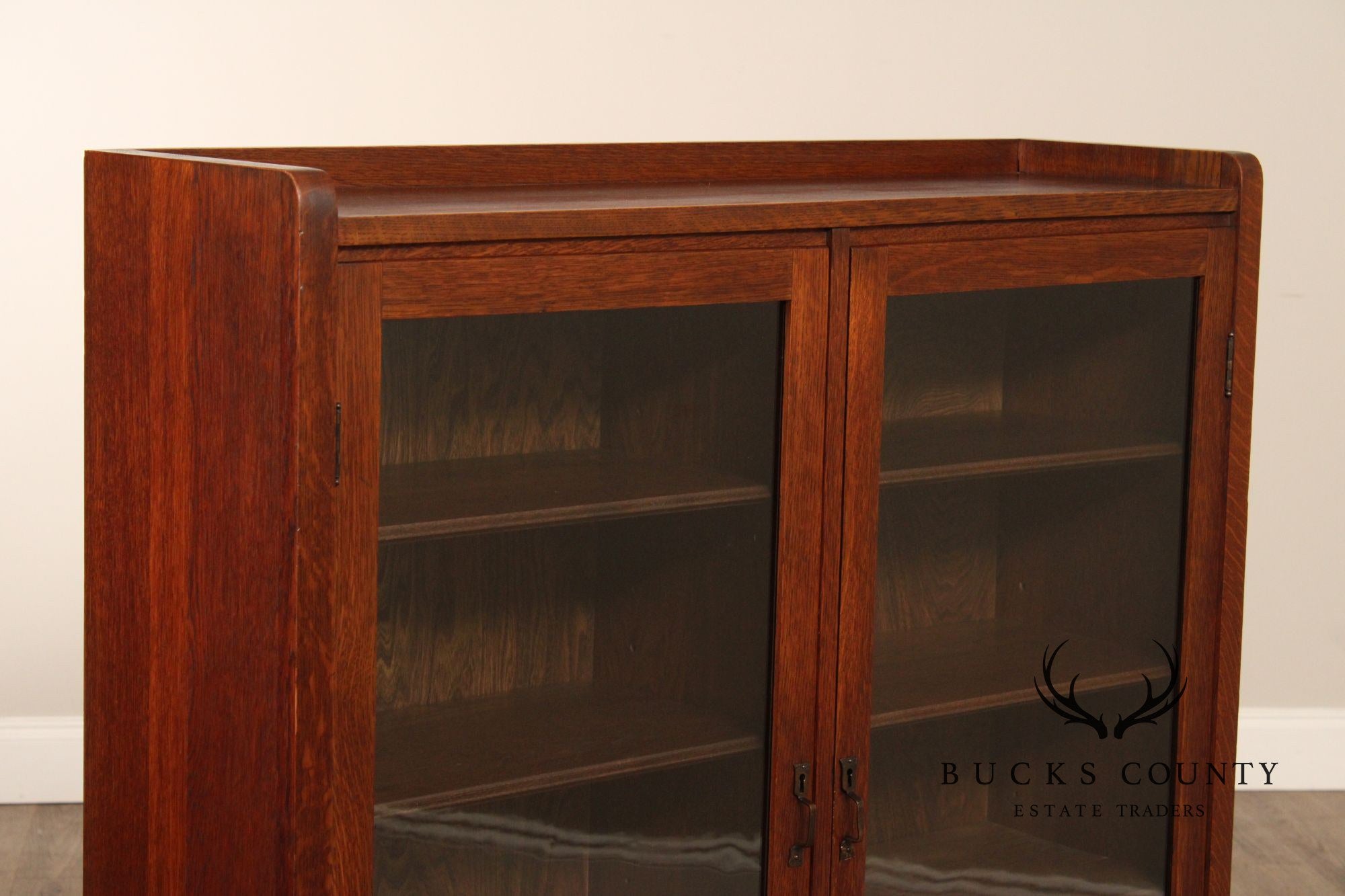 Antique Mission Oak Two-Door Bookcase