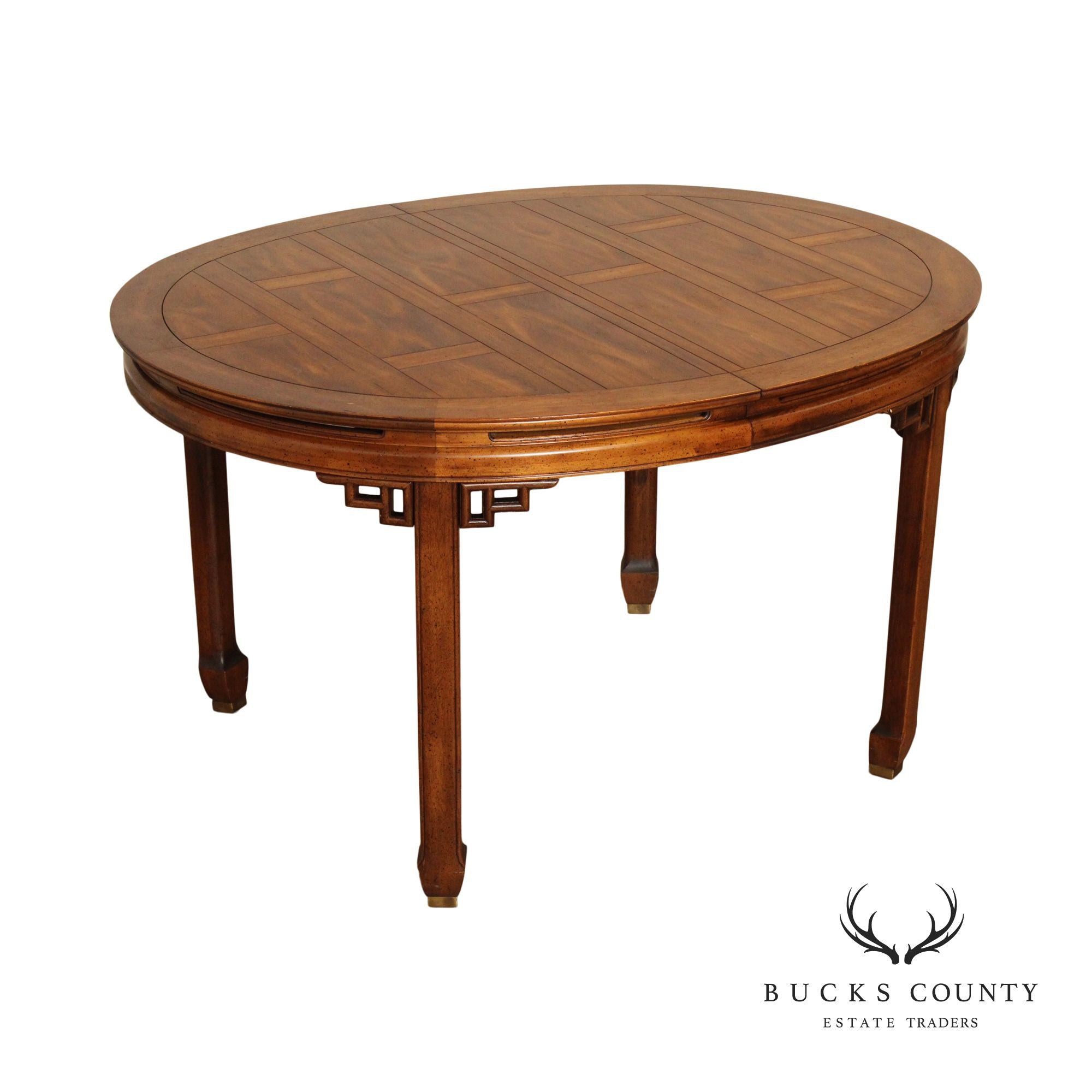 Asian Style Oval Mahogany Extendable Dining Table