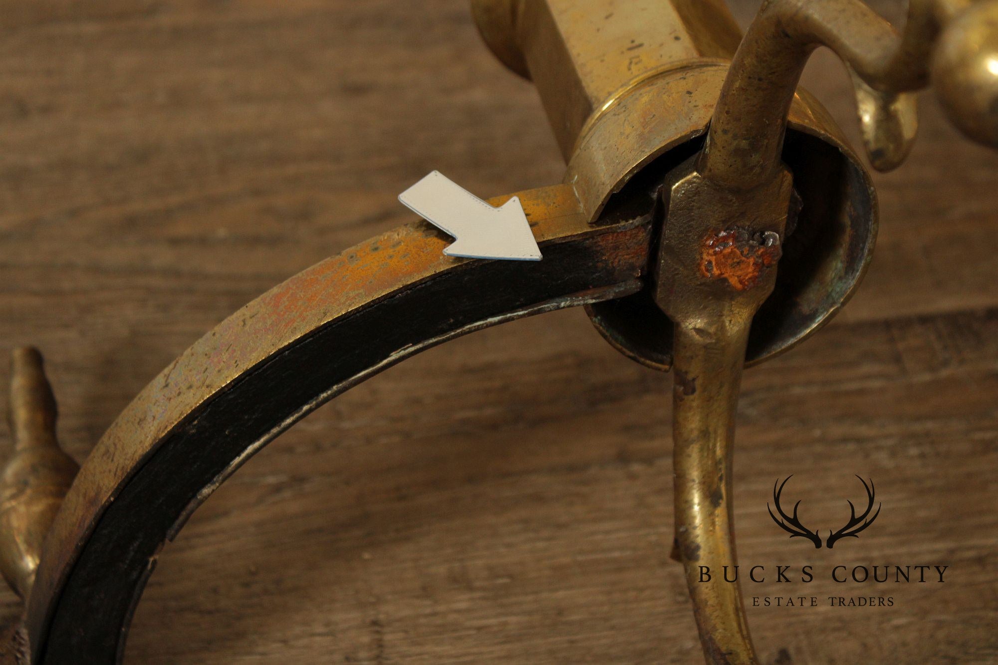 Vintage Federal Style Pair of Brass Andirons